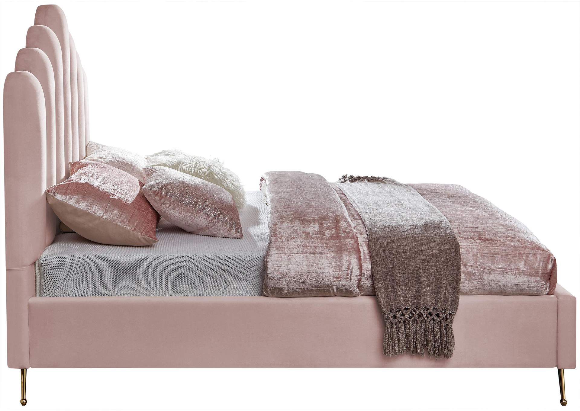Lily Pink Velvet Full Bed