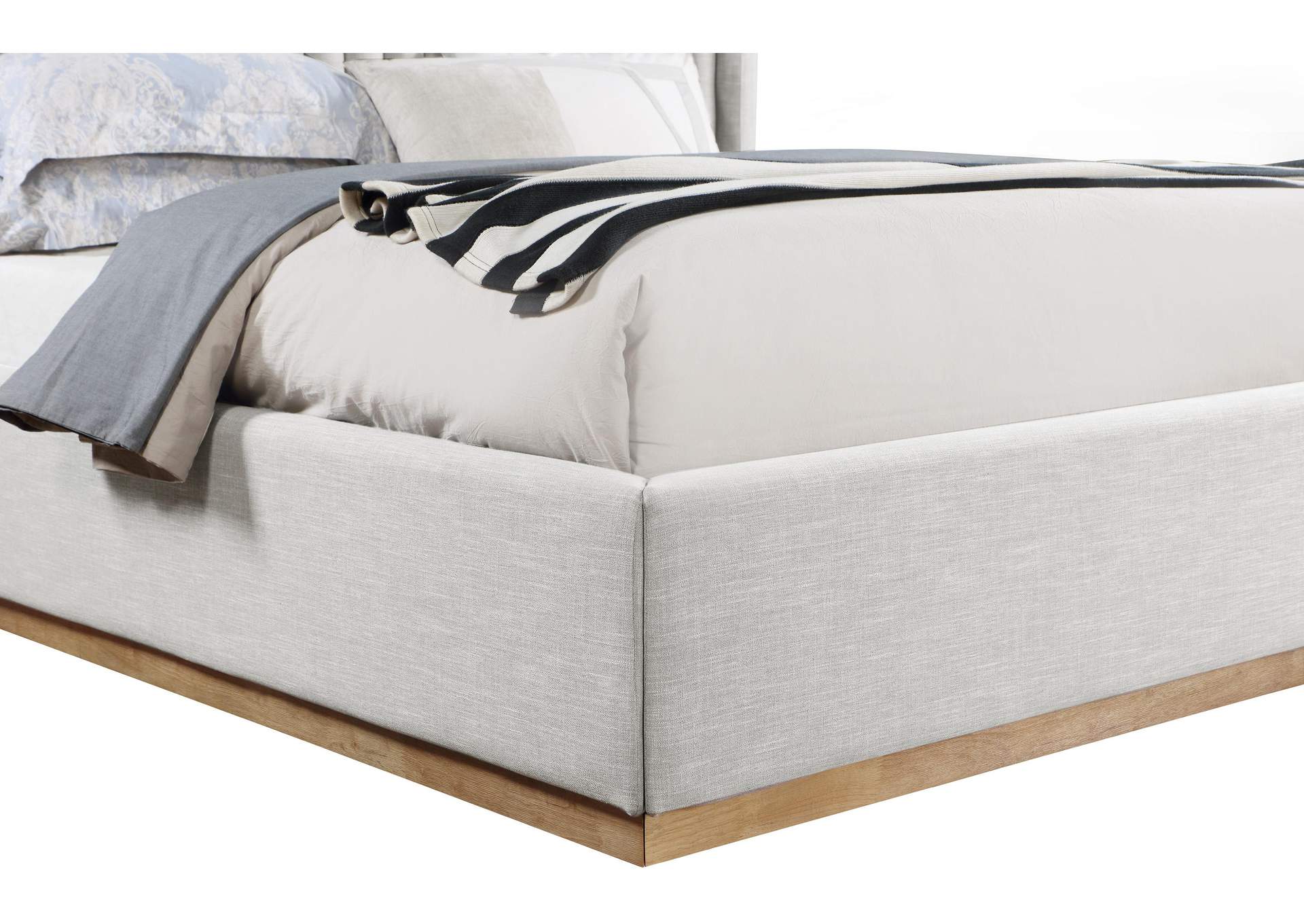 Logan Cream Linen Textured Fabric King Bed image 7