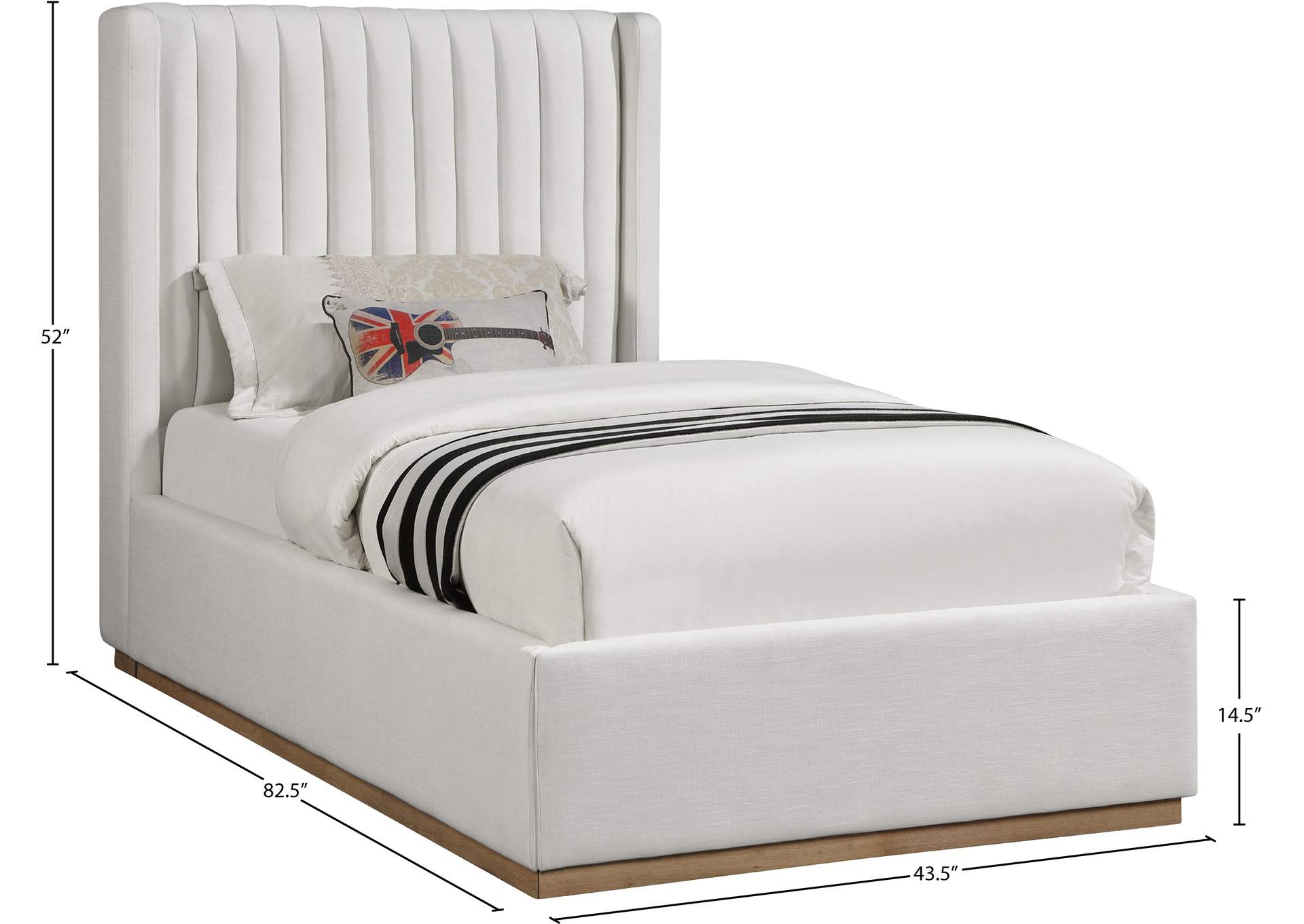 Logan Cream Linen Textured Fabric Twin Bed image 9