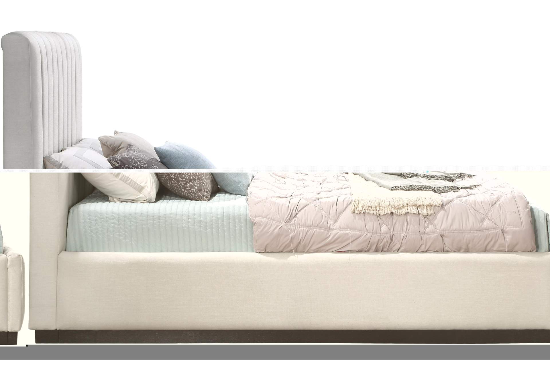 Lucia Beige Linen Textured Fabric Full Bed