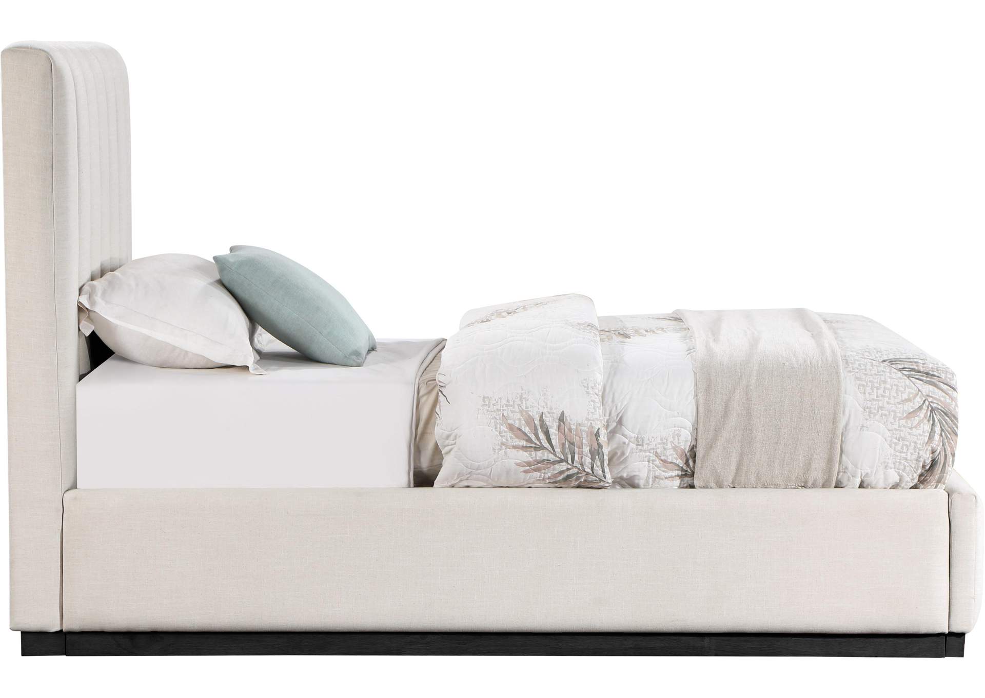 Lucia Beige Linen Textured Fabric Twin Bed
