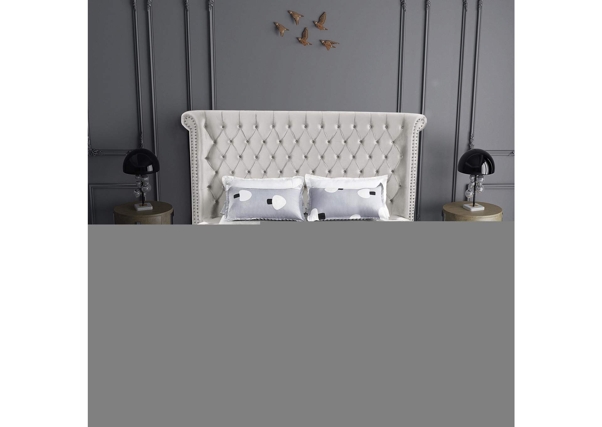 Luxus Cream Velvet Full Bed (3 Boxes)