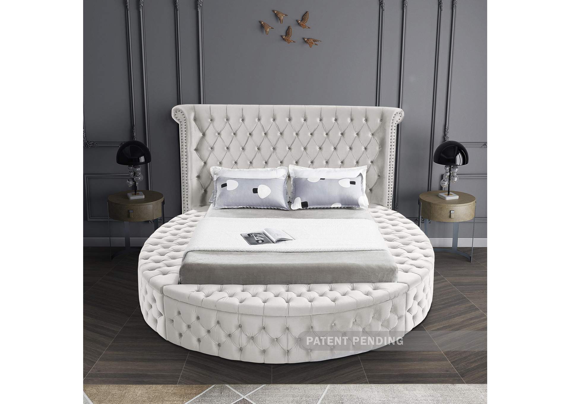 Luxus Cream Velvet King Bed (3 Boxes)