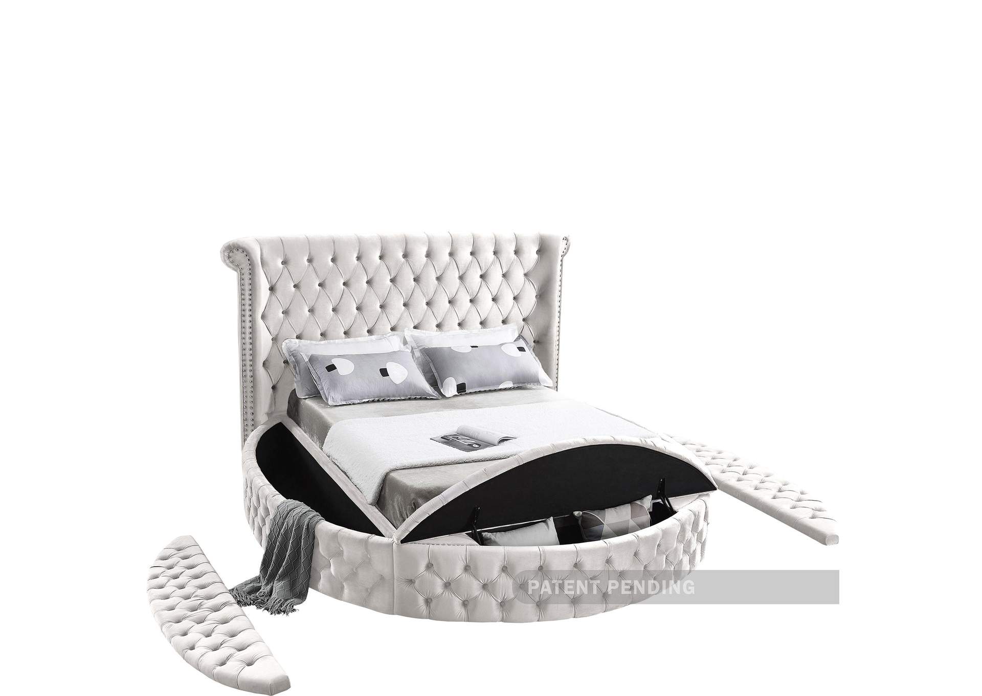 Luxus Cream Velvet King Bed (3 Boxes)
