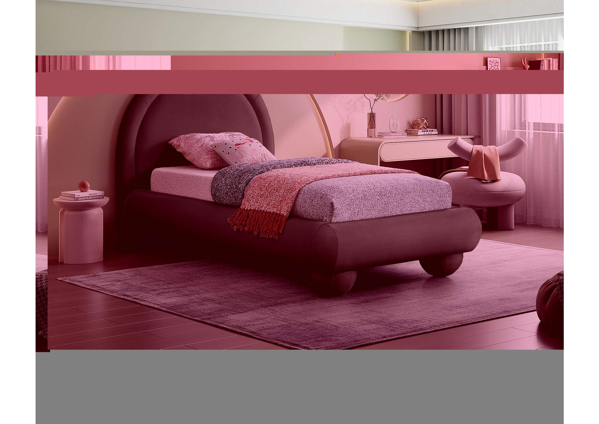 Madrid Green Velvet Twin Bed