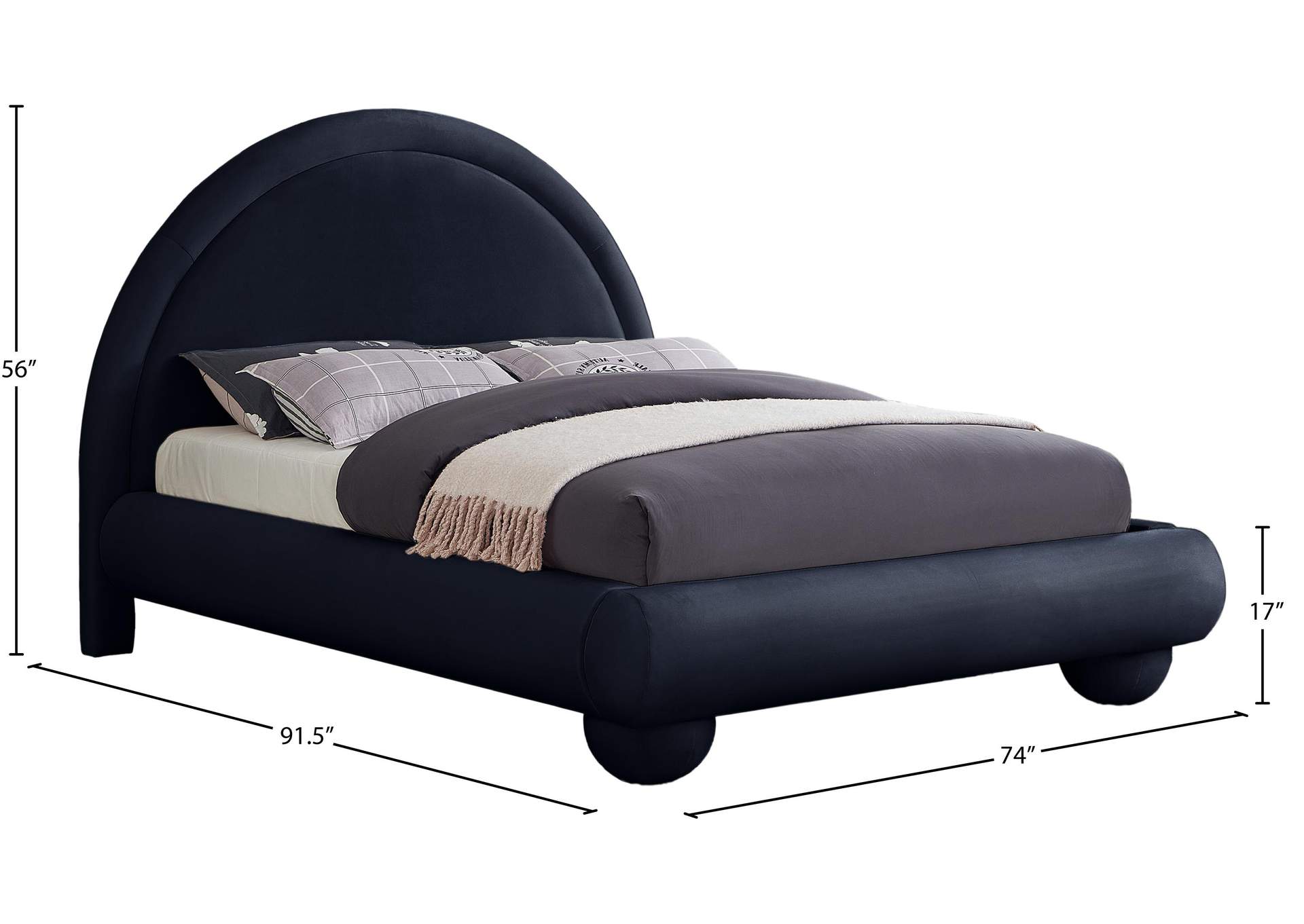 Madrid Navy Velvet Queen Bed