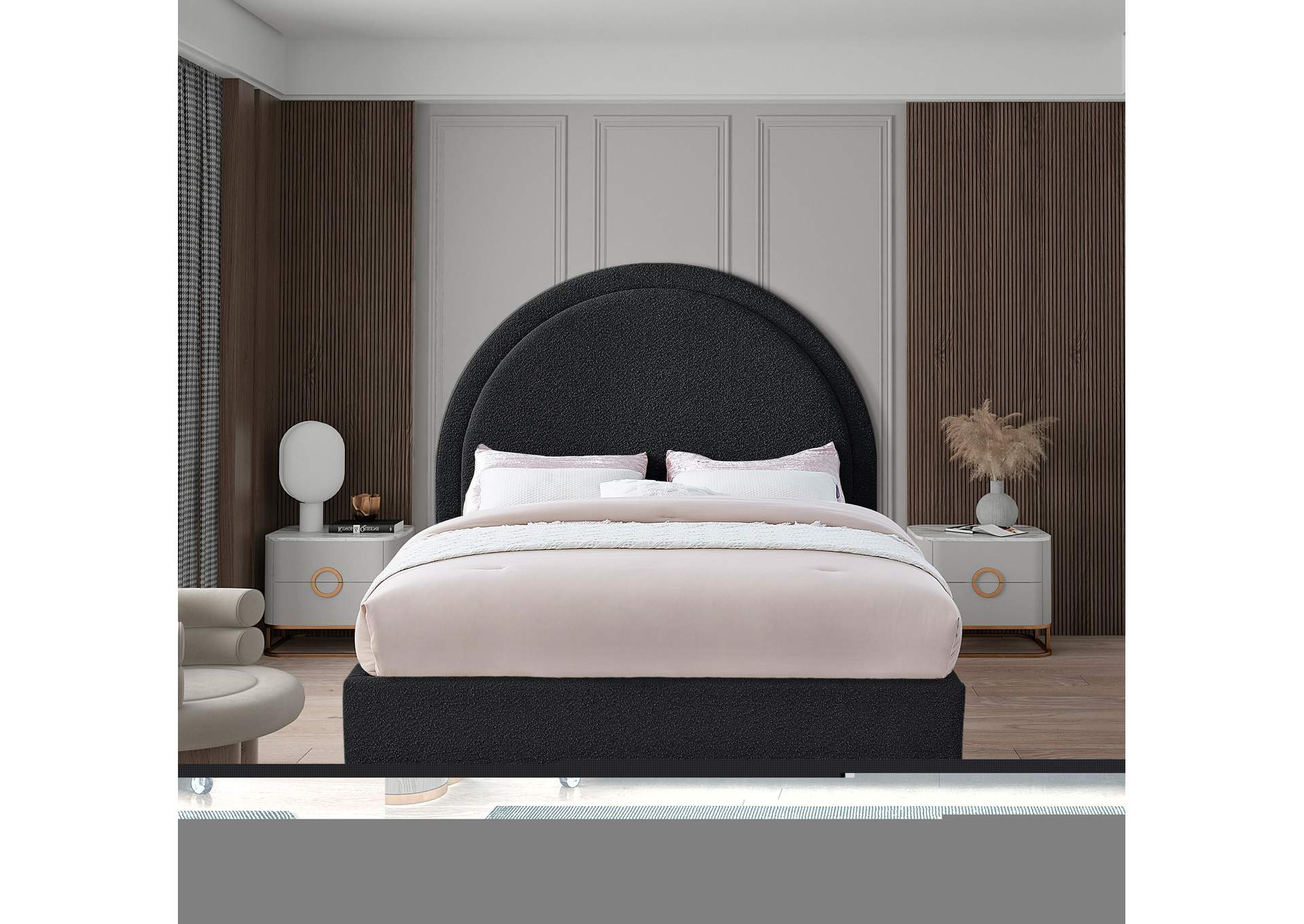 Milo Black Fabric King Bed