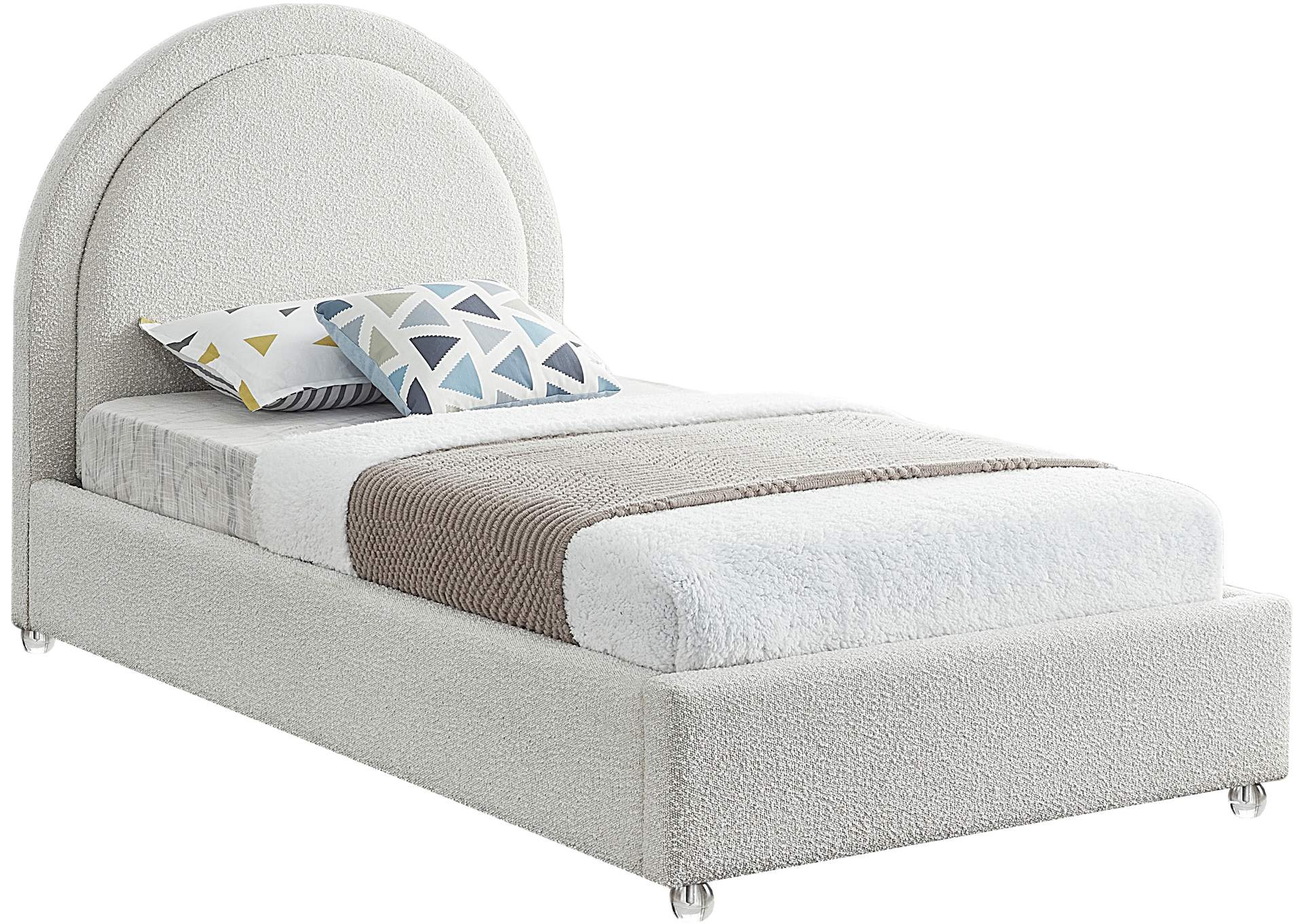 Milo Cream Fabric Twin Bed