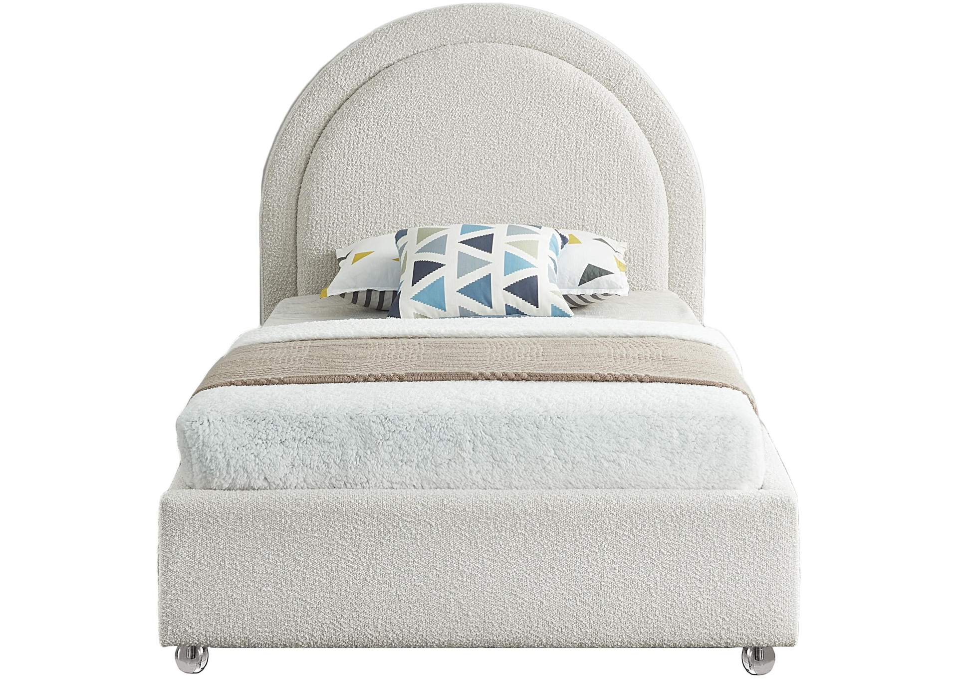 Milo Cream Fabric Twin Bed