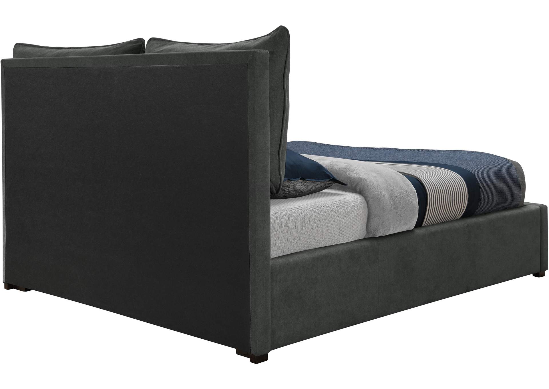 Misha Pepper Black Polyester Fabric King Bed (3 Boxes)