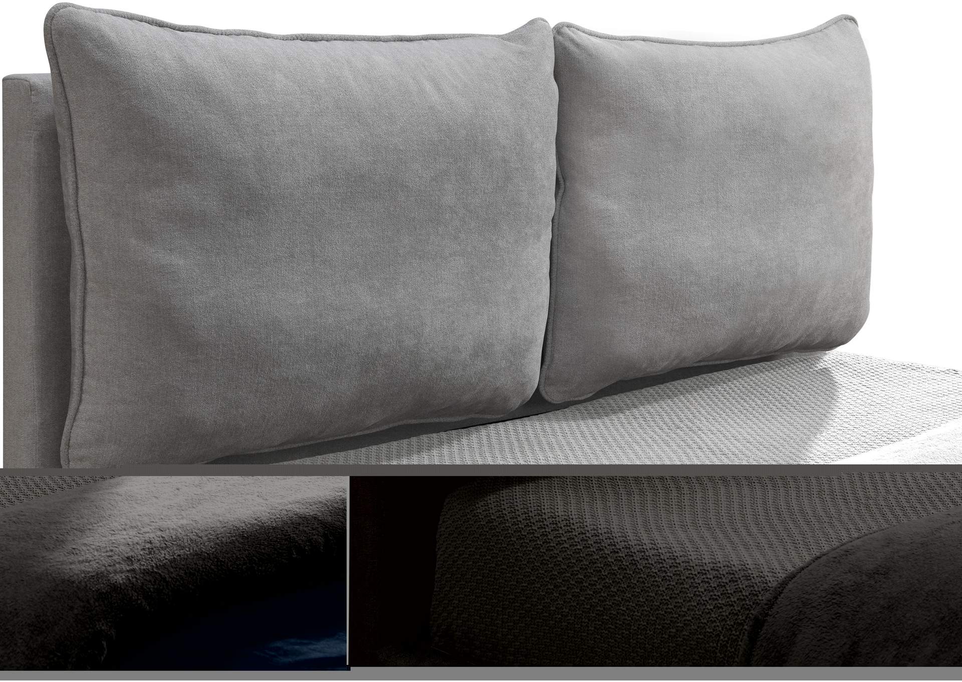Misha Light Grey Polyester Fabric Full Bed (3 Boxes)