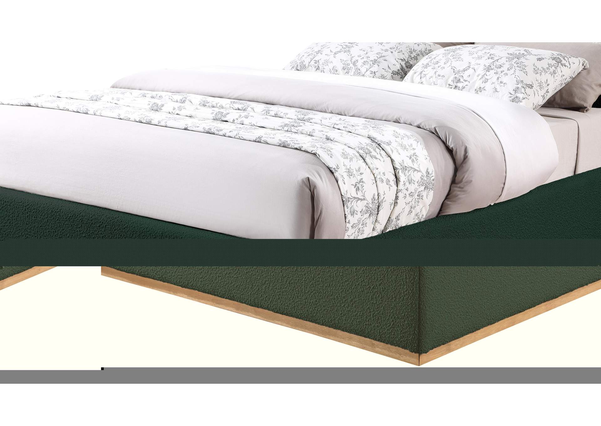 Monaco Green Boucle Fabric Full Bed