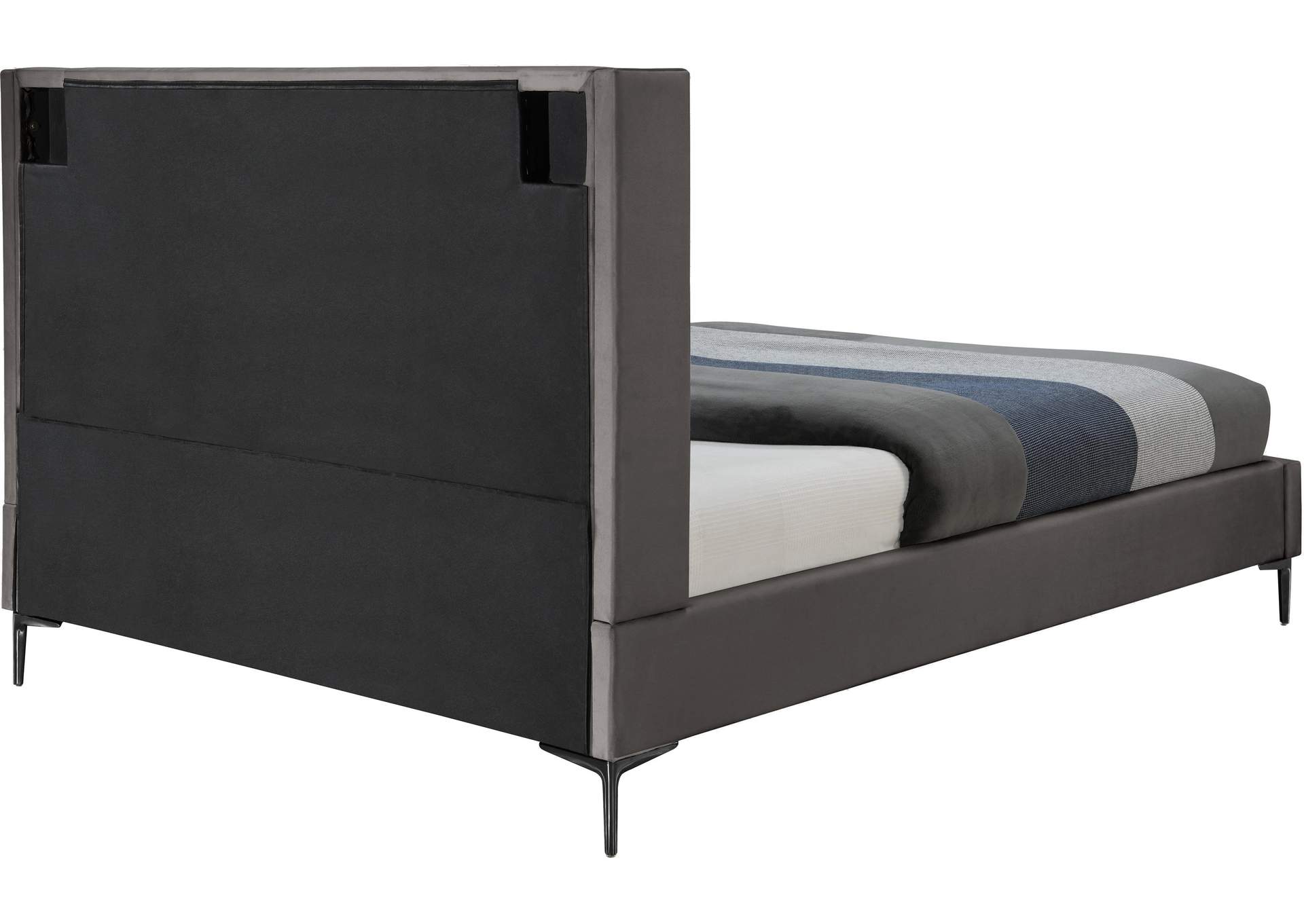 Nadia Grey Velvet King Bed