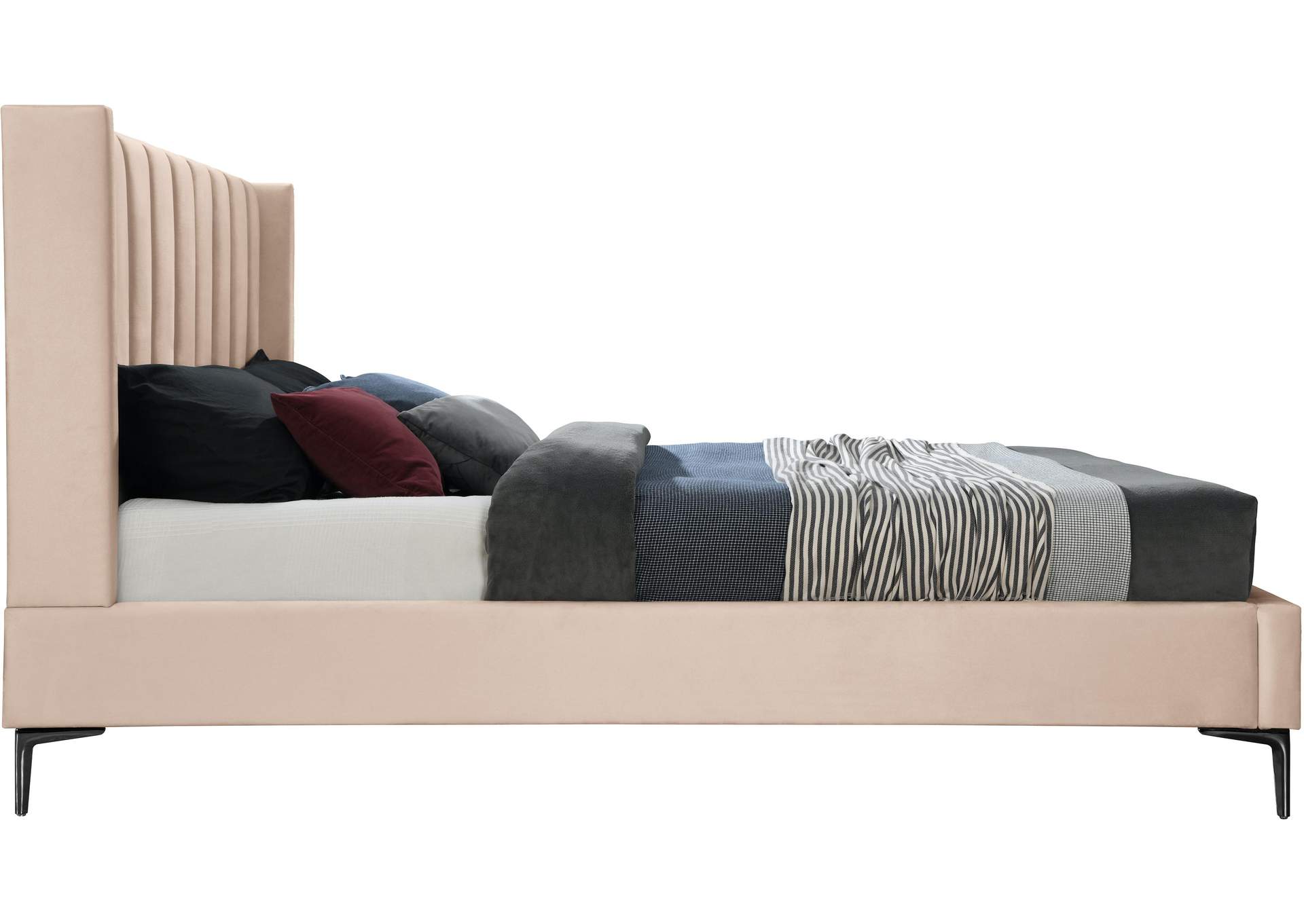Nadia Pink Velvet Full Bed