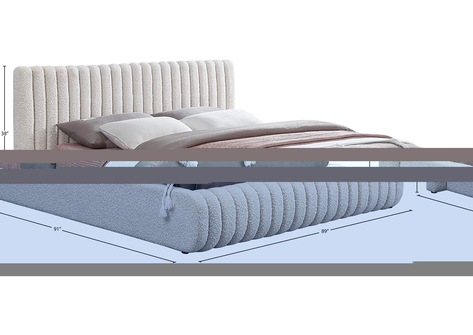 Nash Cream Boucle Fabric King Bed image 10