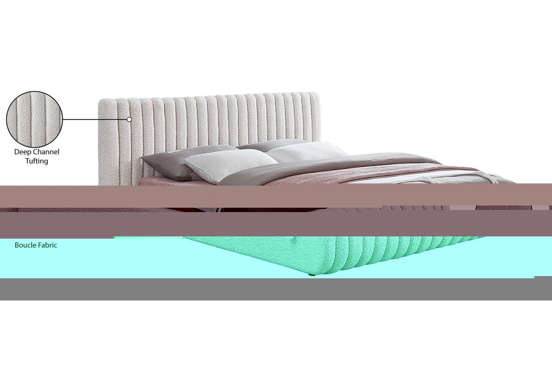 Nash Cream Boucle Fabric King Bed image 11