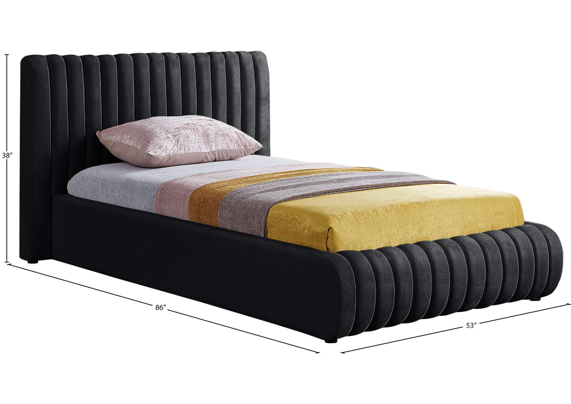Nico Black Velvet Twin Bed