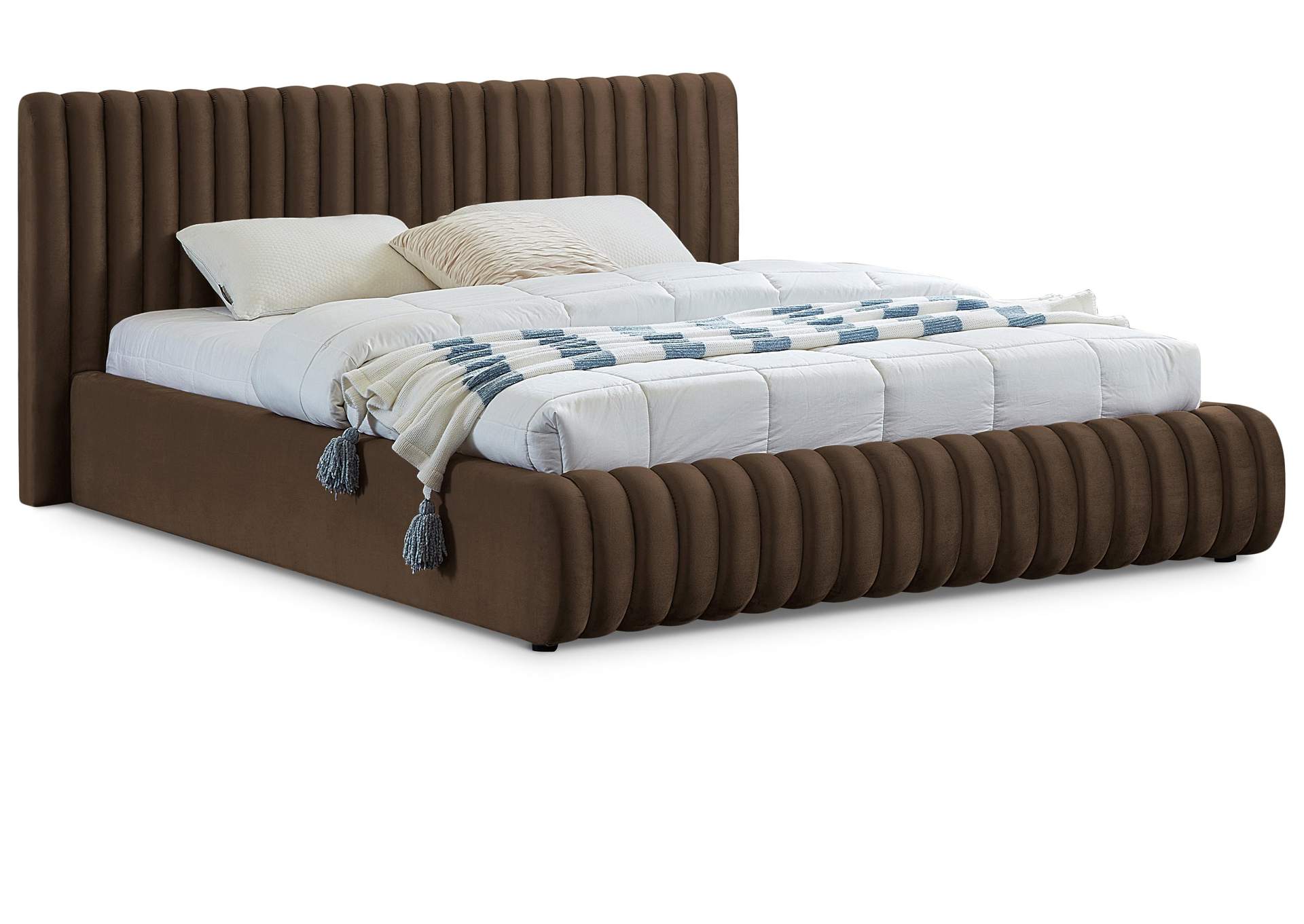 Nico Brown Velvet Queen Bed