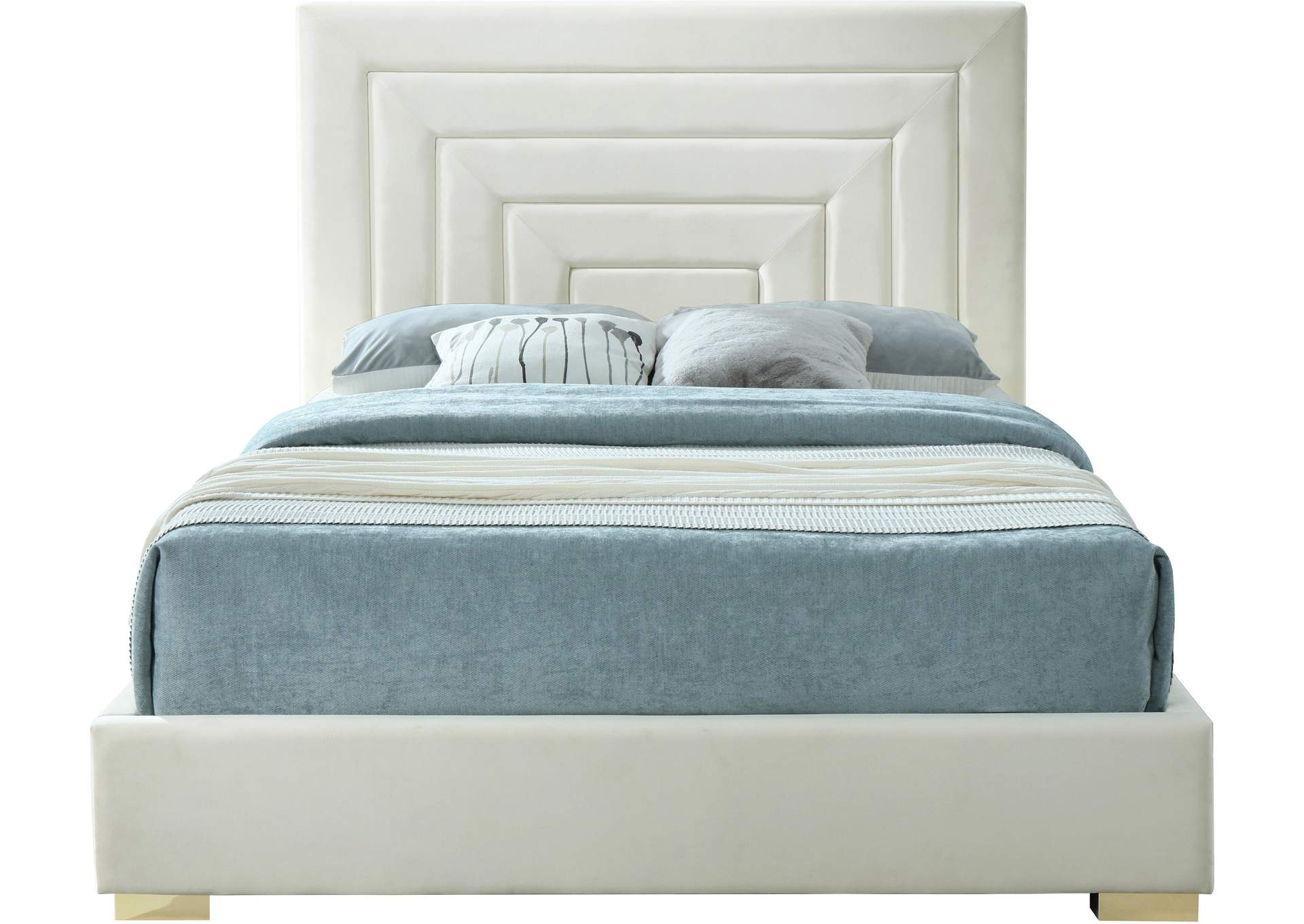 Nora Cream Velvet King Bed