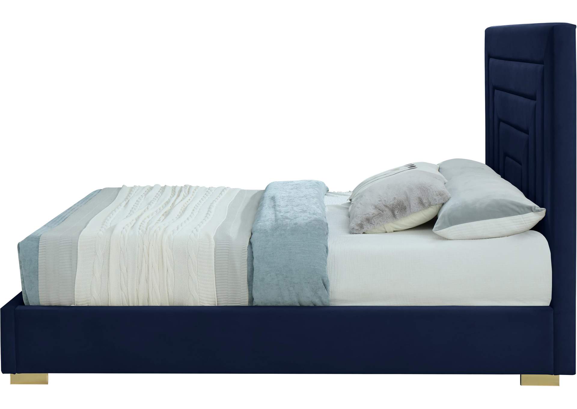 Nora Navy Velvet King Bed