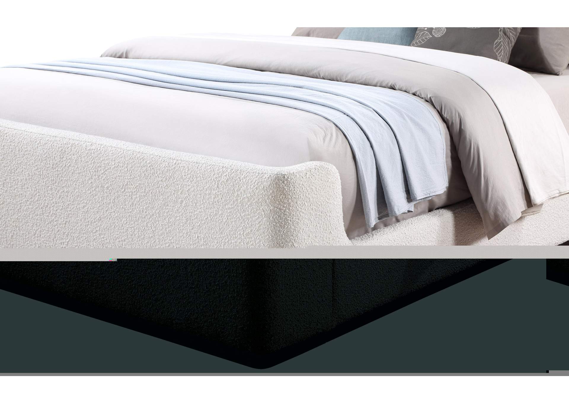Oliver Cream Boucle Fabric King Bed (3 Boxes)
