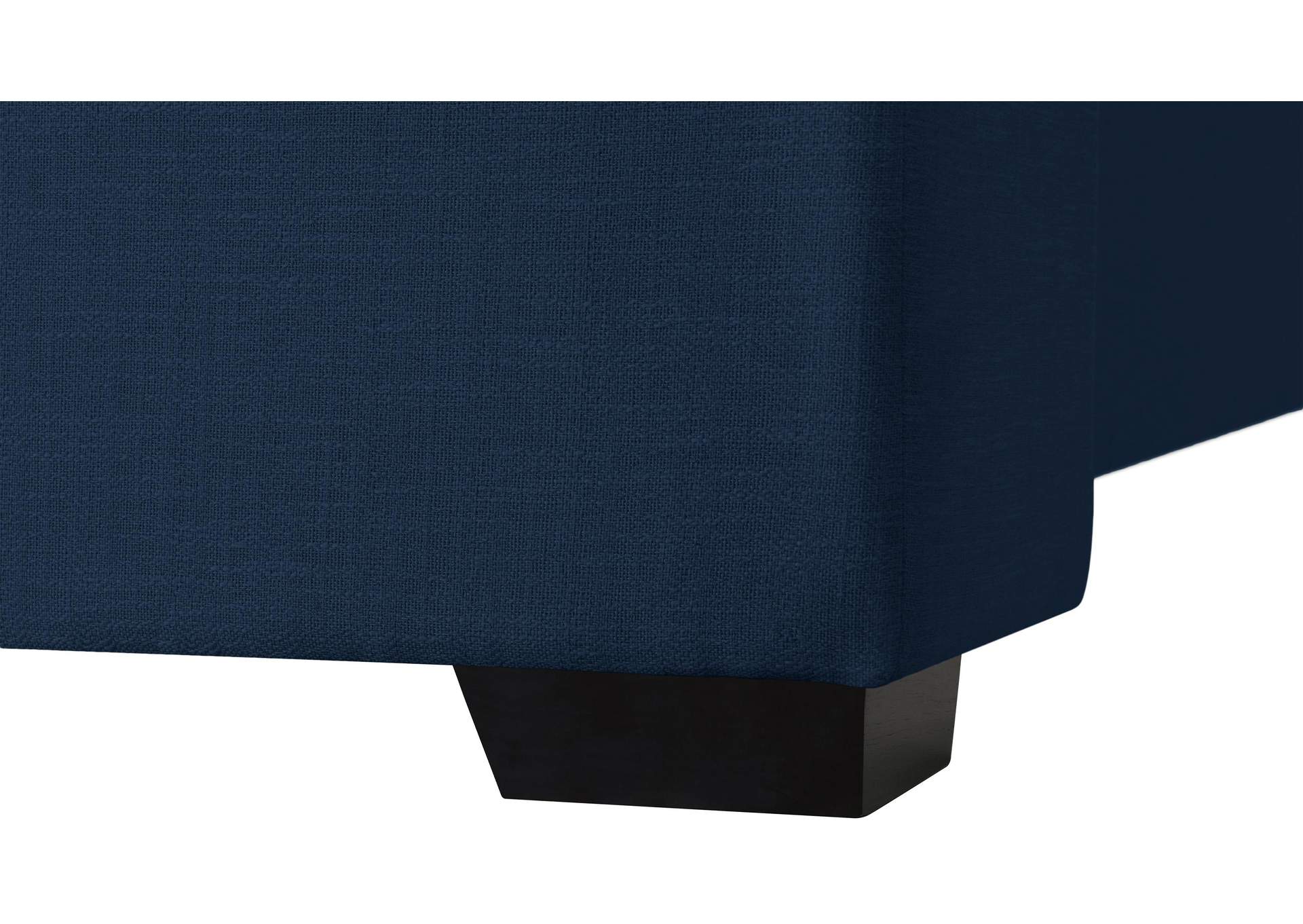Oxford Navy Linen Textured Fabric Twin Bed (3 Boxes)