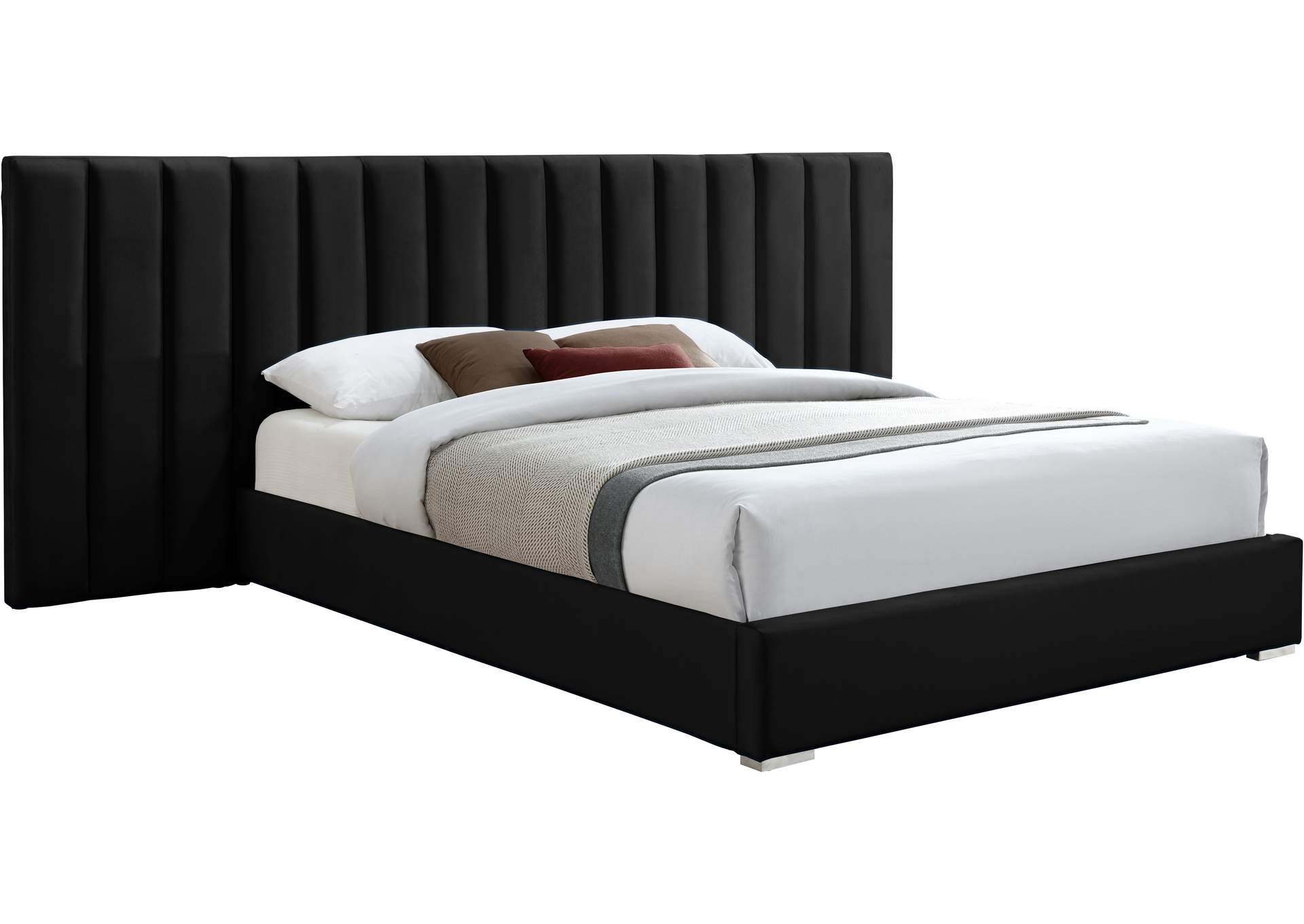 Pablo Black Velvet Queen Bed
