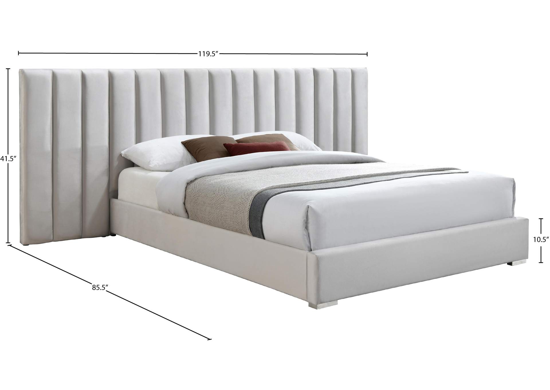 Pablo Cream Velvet King Bed