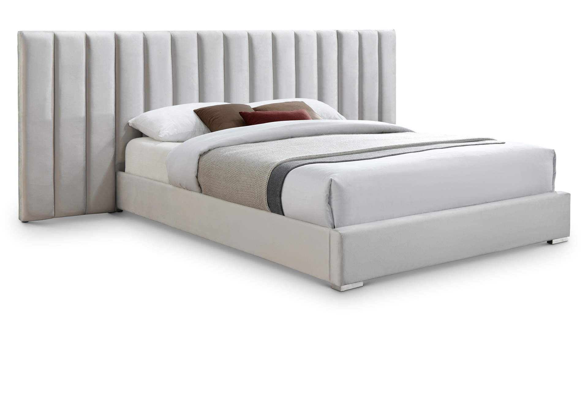 Pablo Cream Velvet King Bed