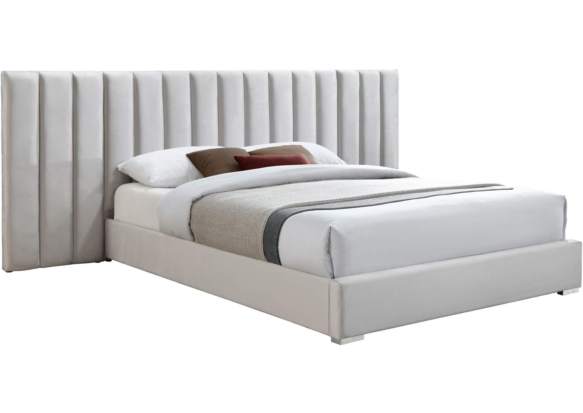 Pablo Cream Velvet Queen Bed