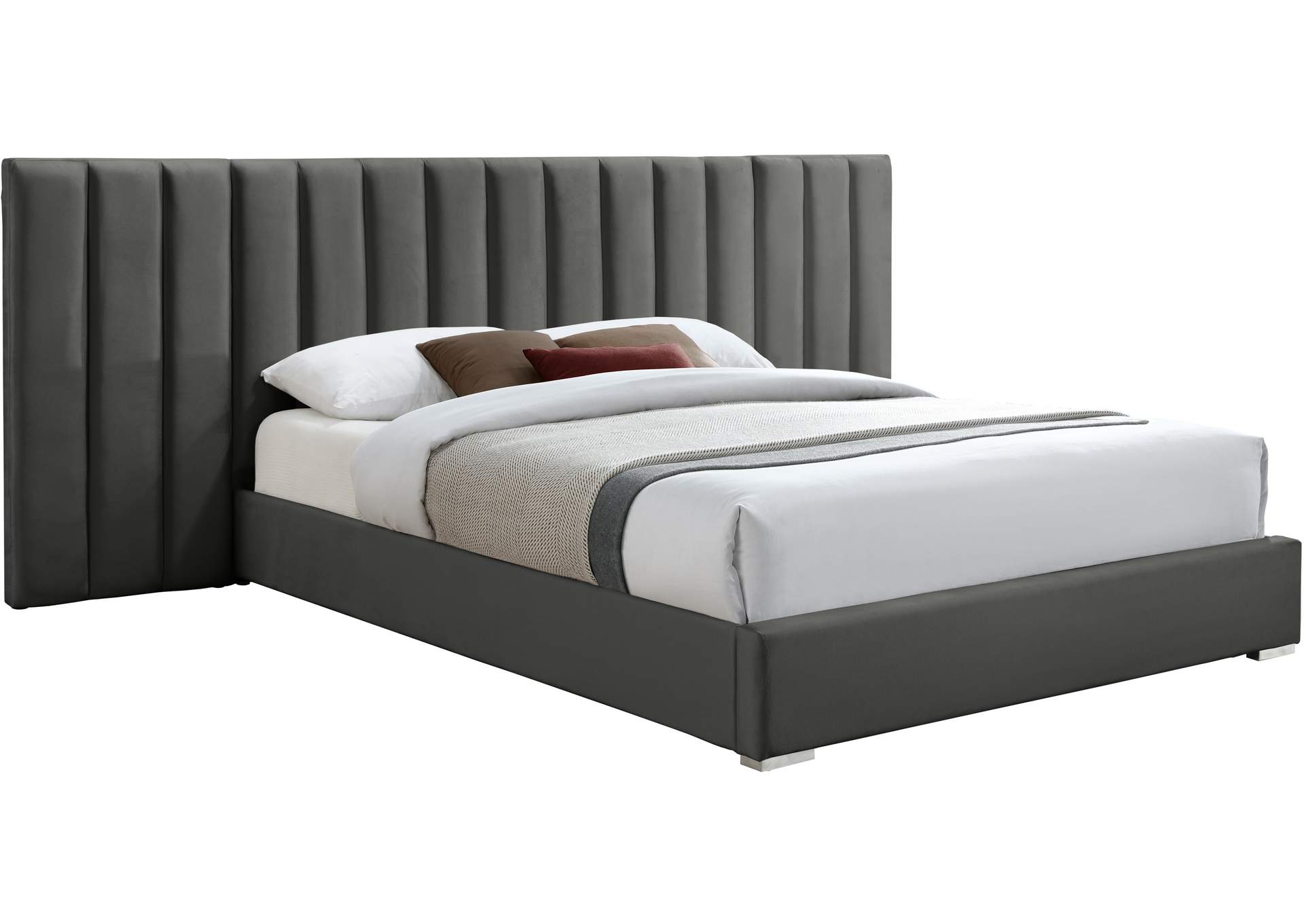 Pablo Grey Velvet King Bed