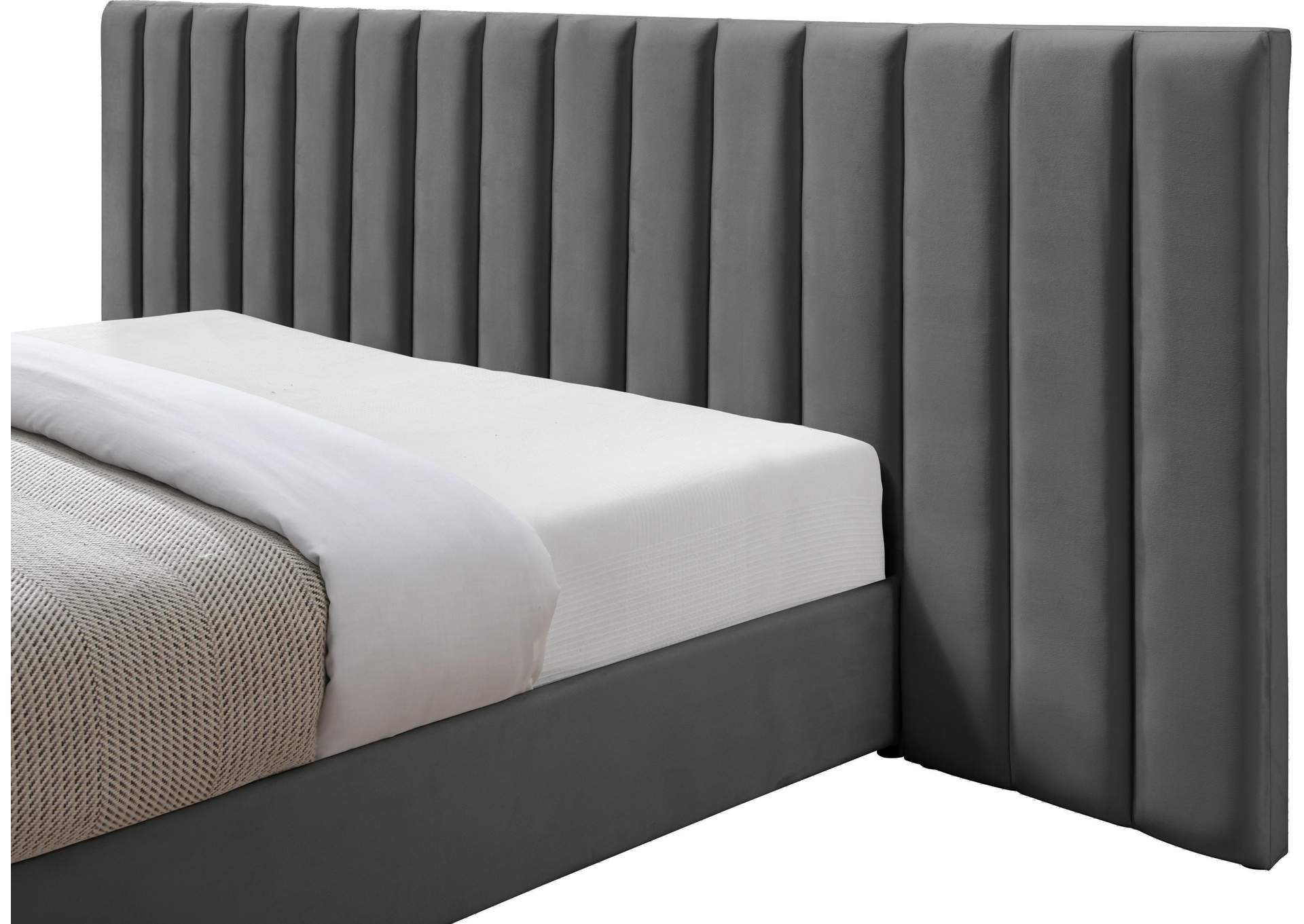 Pablo Grey Velvet Queen Bed
