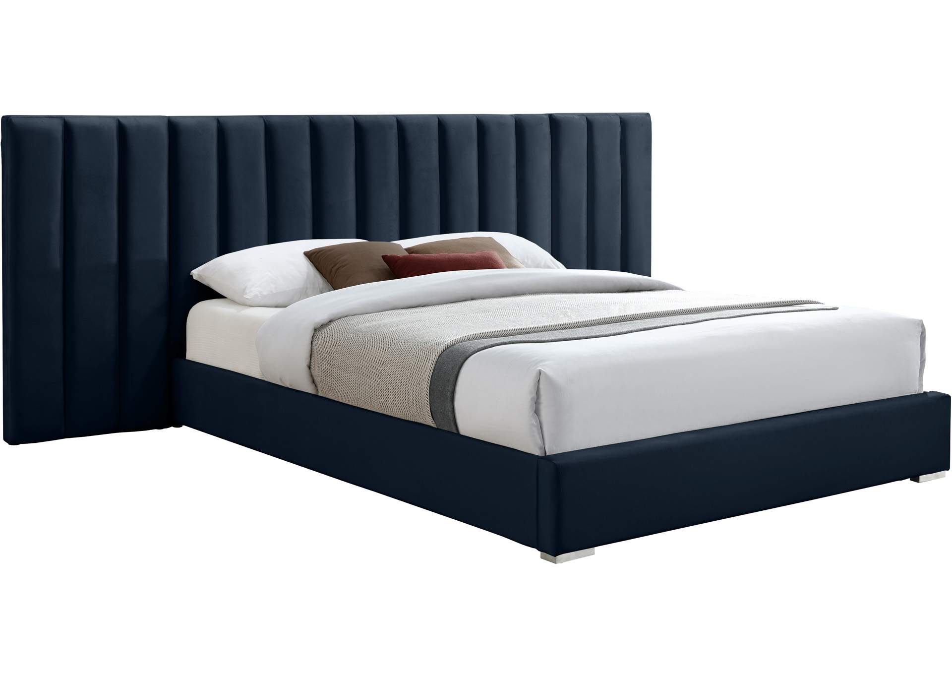 Pablo Navy Velvet King Bed