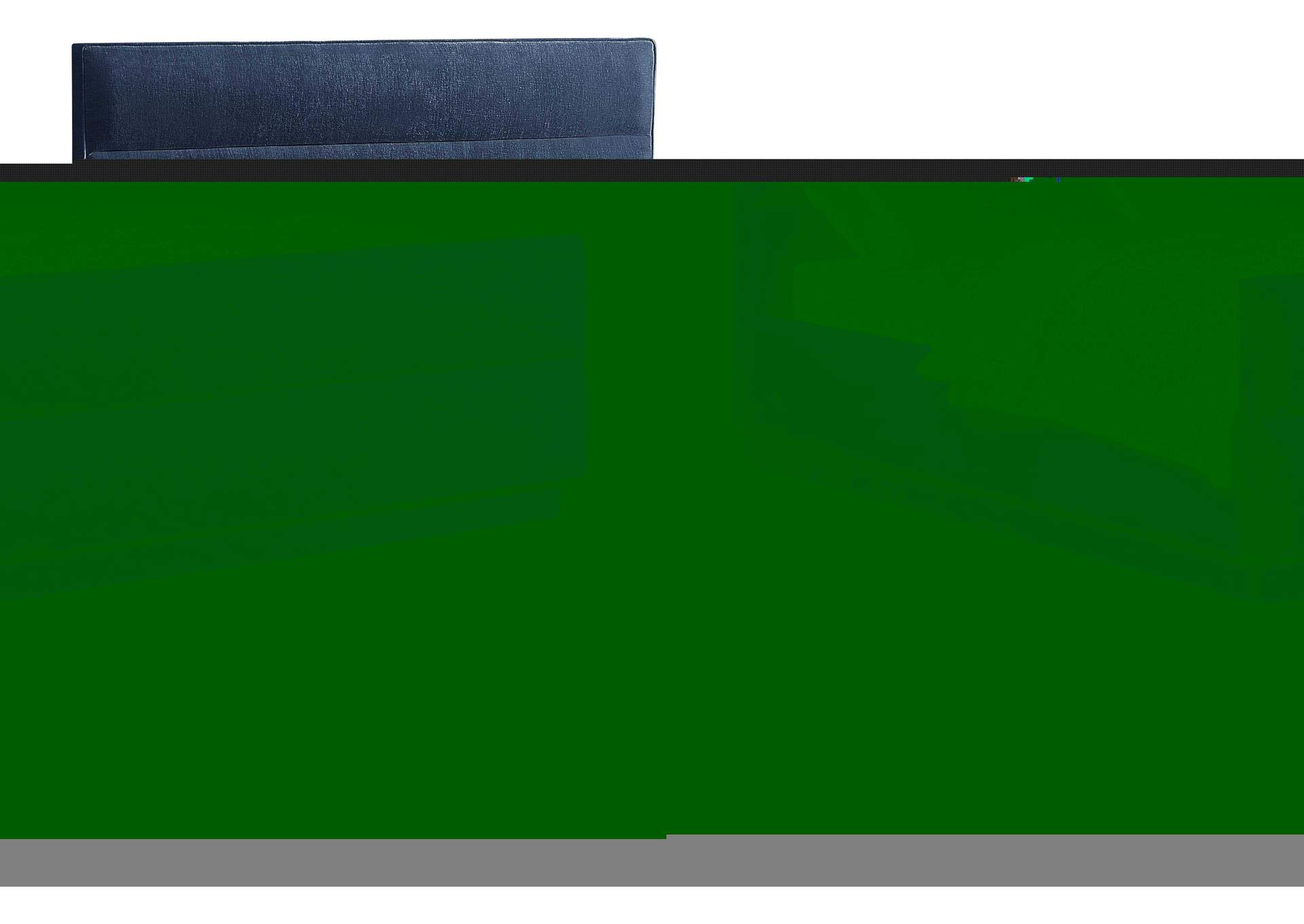 Paxton Navy Chenille Fabric King Bed (3 Boxes)