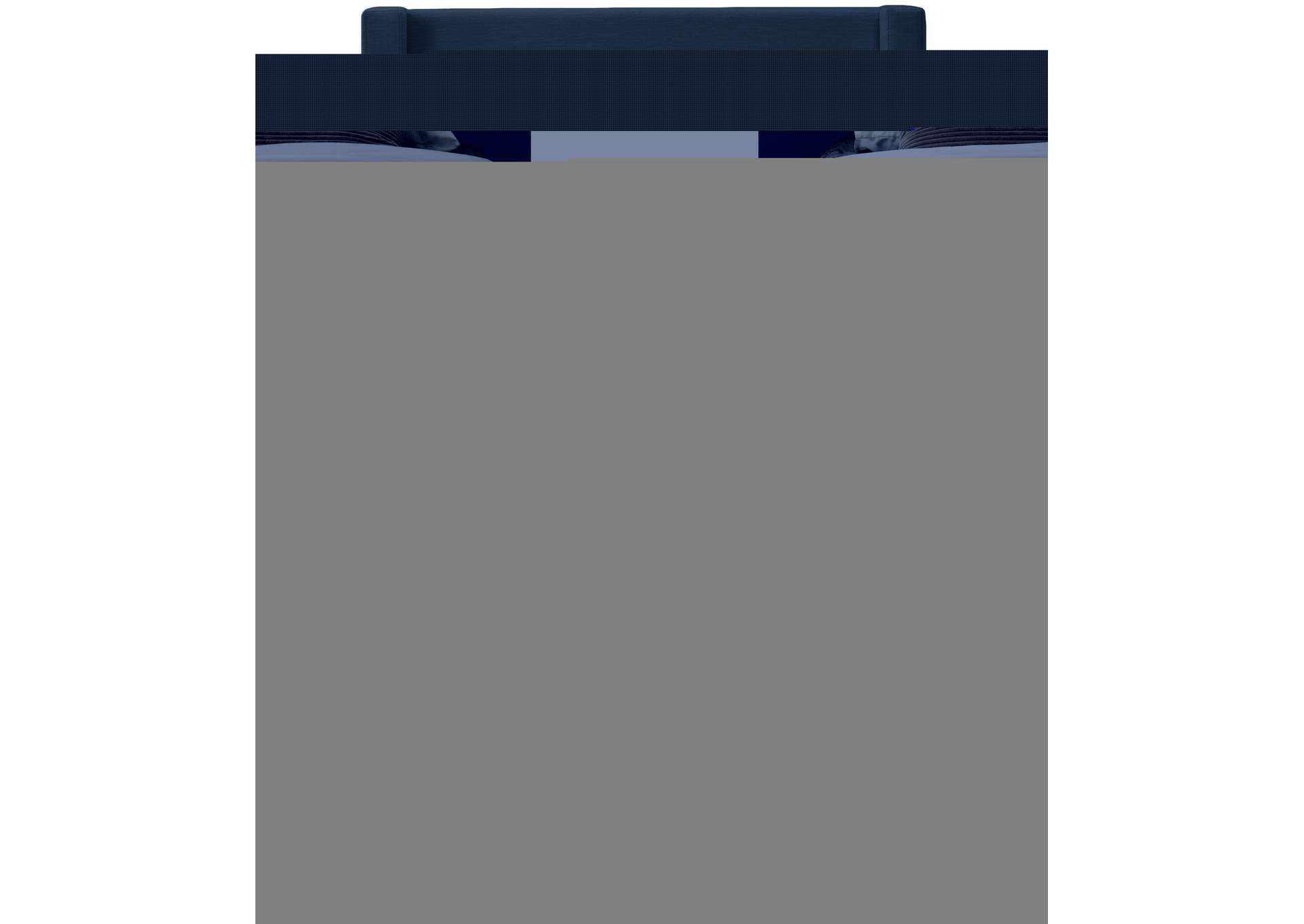 Royce Navy Linen Textured Fabric Twin Bed (3 Boxes)