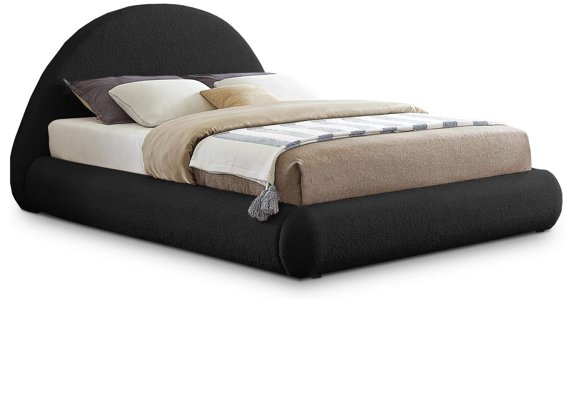 Rudy Black Teddy Fabric Queen Bed