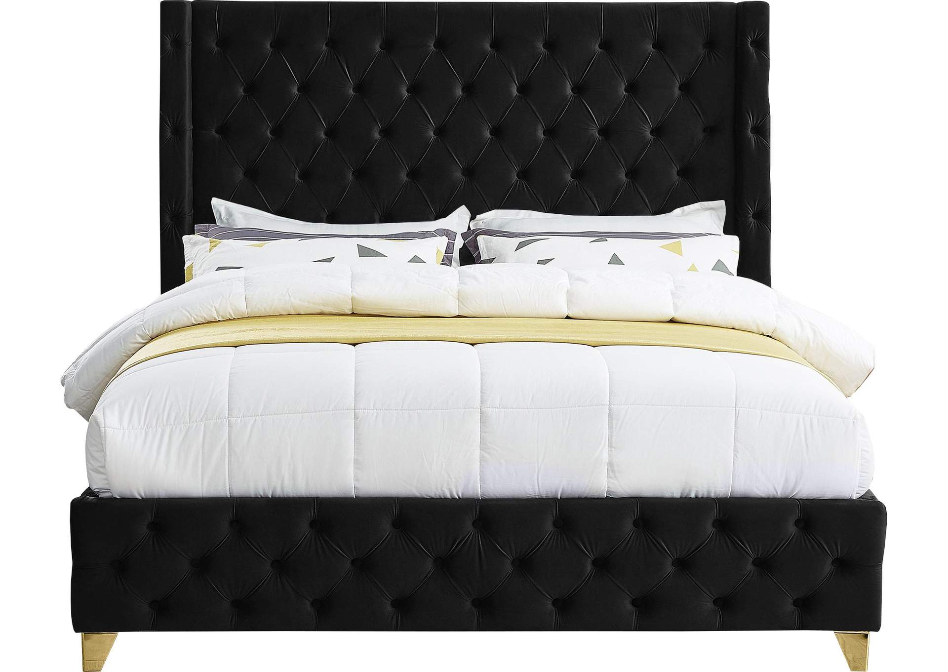 Savan Black Velvet Full Bed