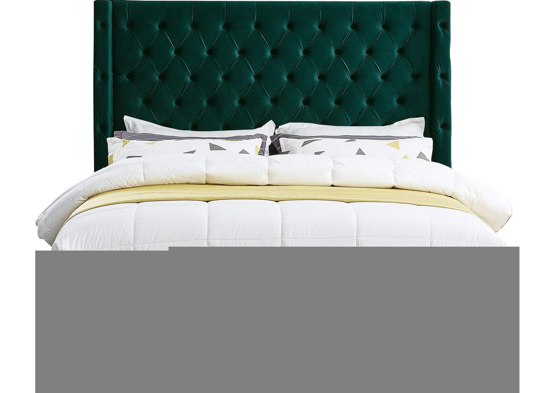 Savan Green Velvet Queen Bed