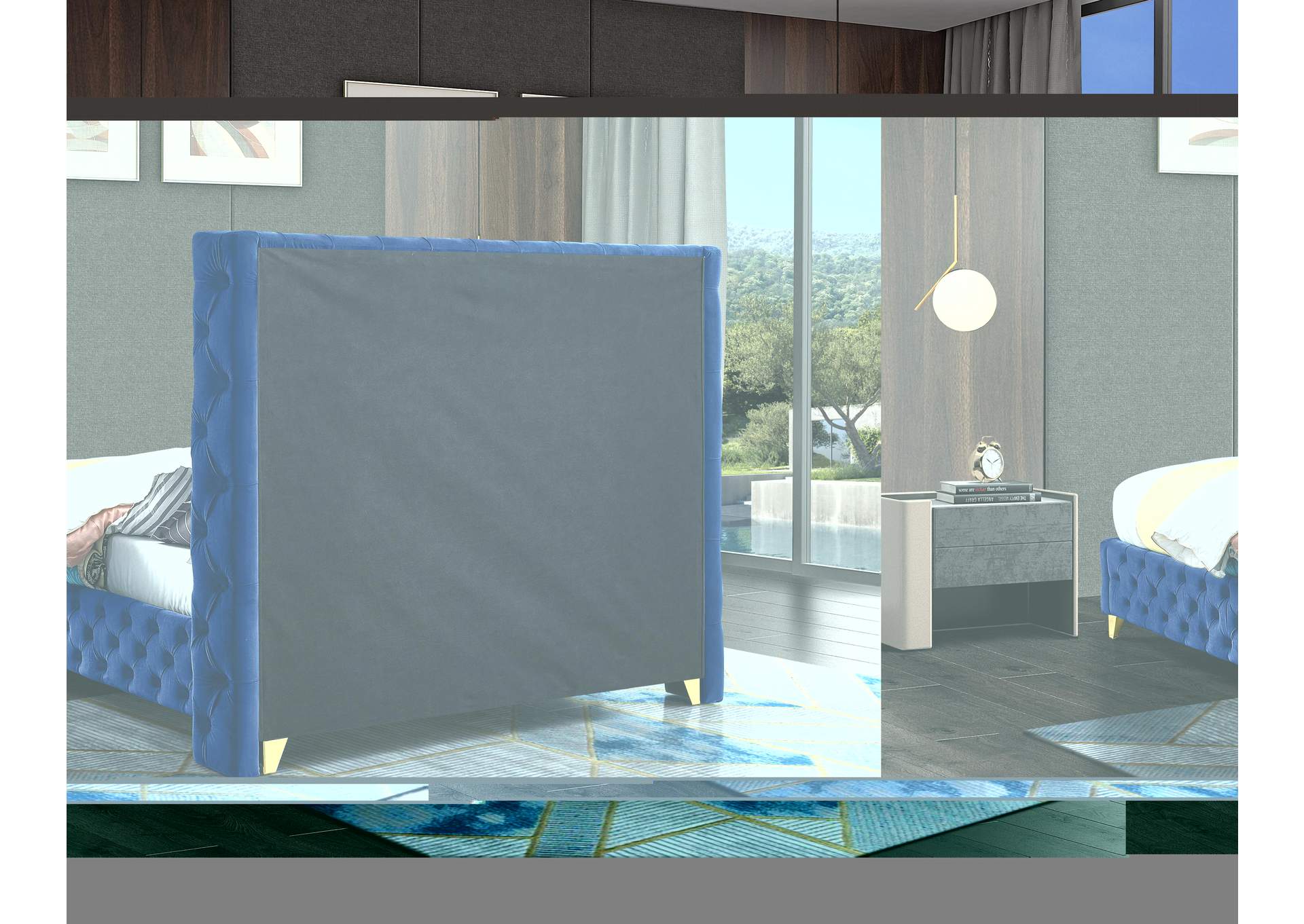 Savan Navy Velvet Full Bed