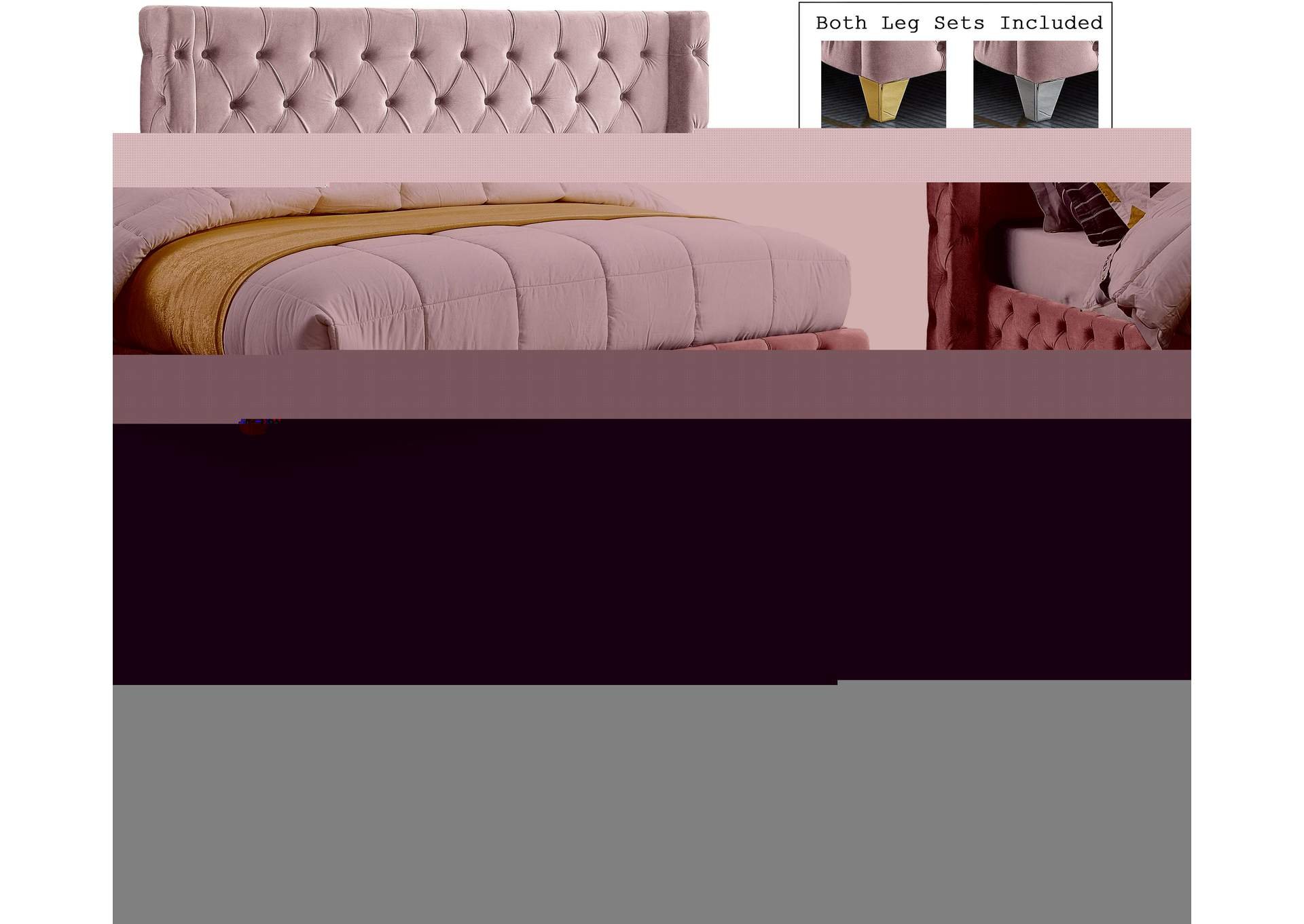 Savan Pink Velvet King Bed
