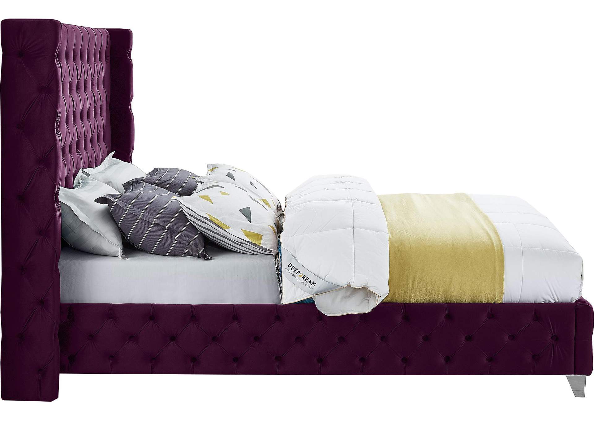 Savan Purple Velvet King Bed