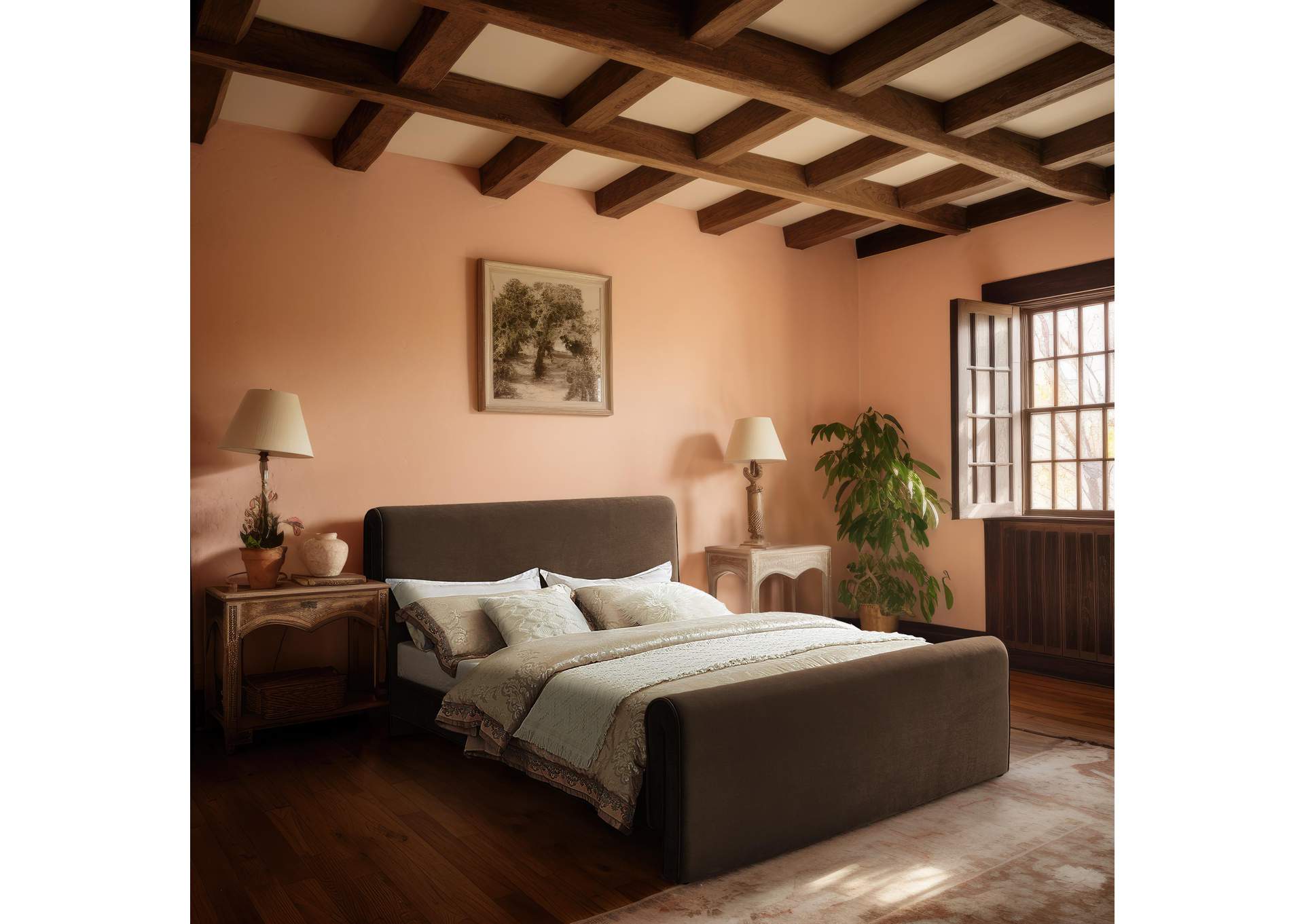 Sloan Brown Velvet Full Bed (3 Boxes)