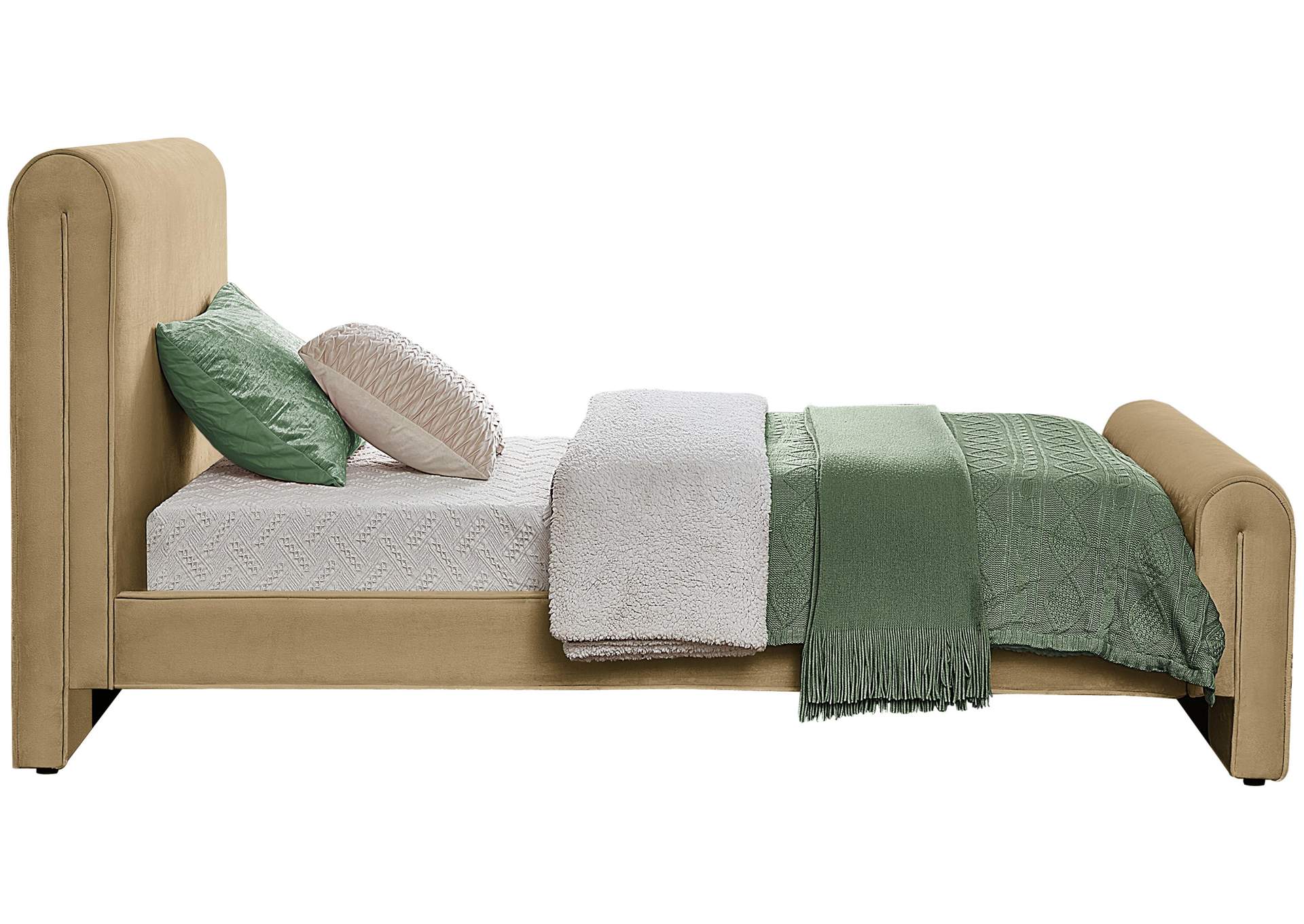 Sloan Camel Velvet Twin Bed (3 Boxes)
