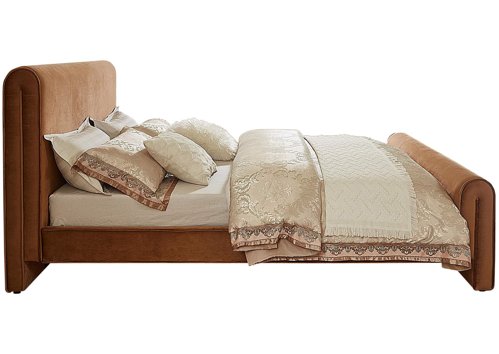 Sloan Saddle Velvet Full Bed (3 Boxes)