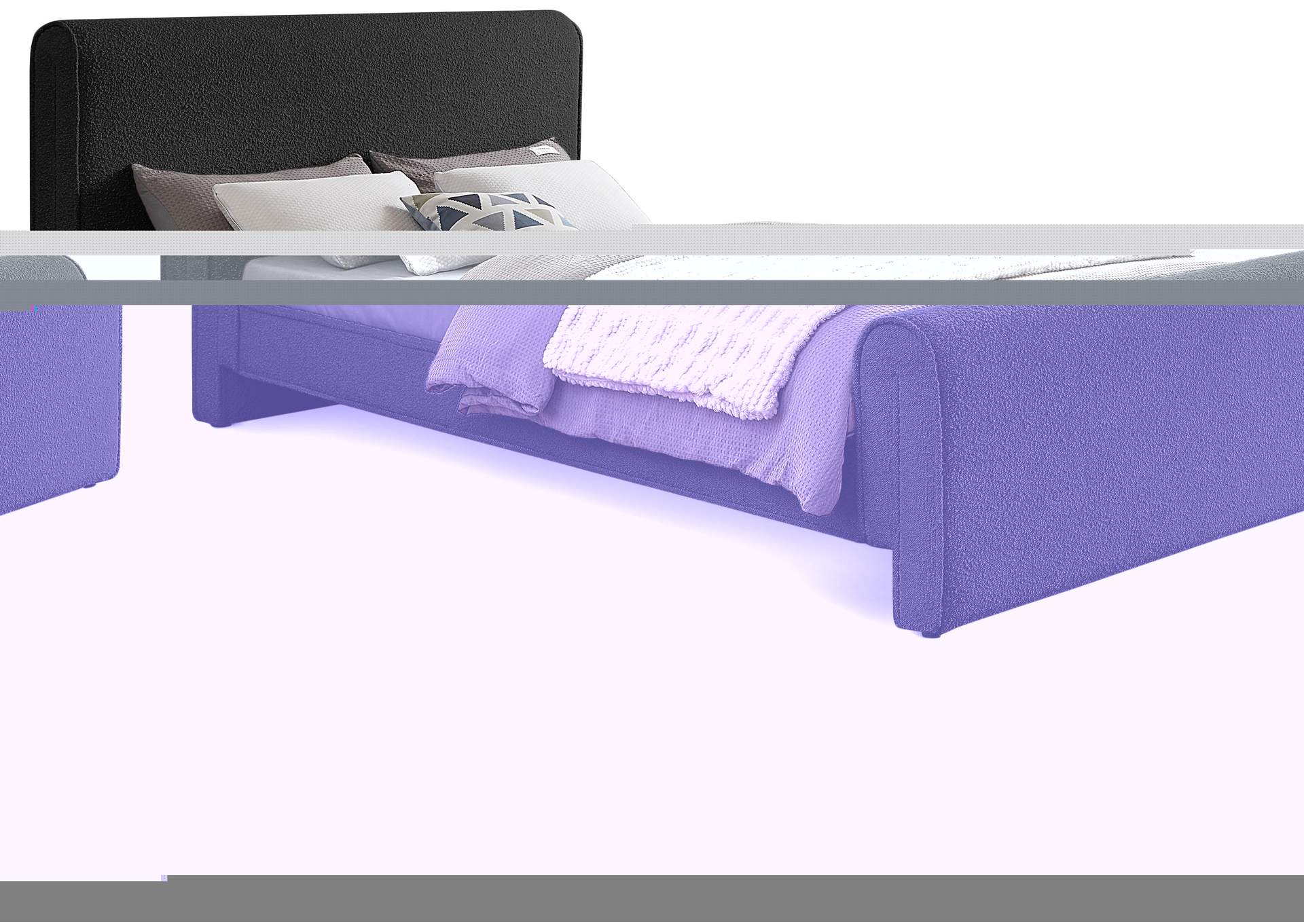 Stylus Black Boucle Fabric Queen Bed (3 Boxes)