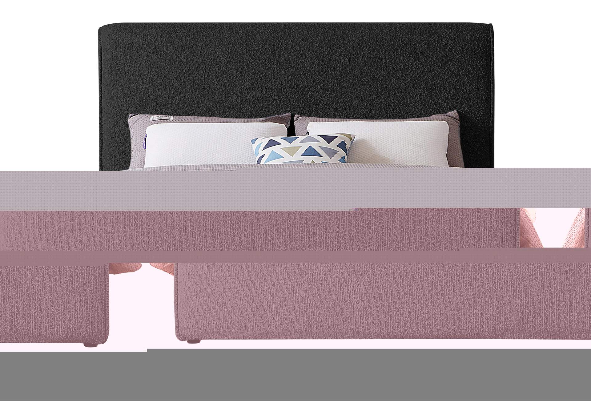 Stylus Black Boucle Fabric Queen Bed (3 Boxes)