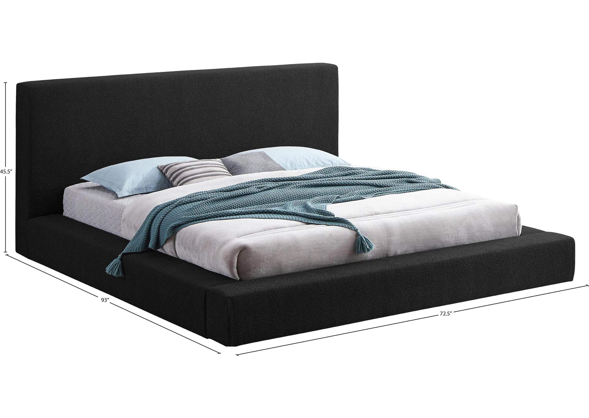 Terra Black Boucle Fabric Full Bed image 9