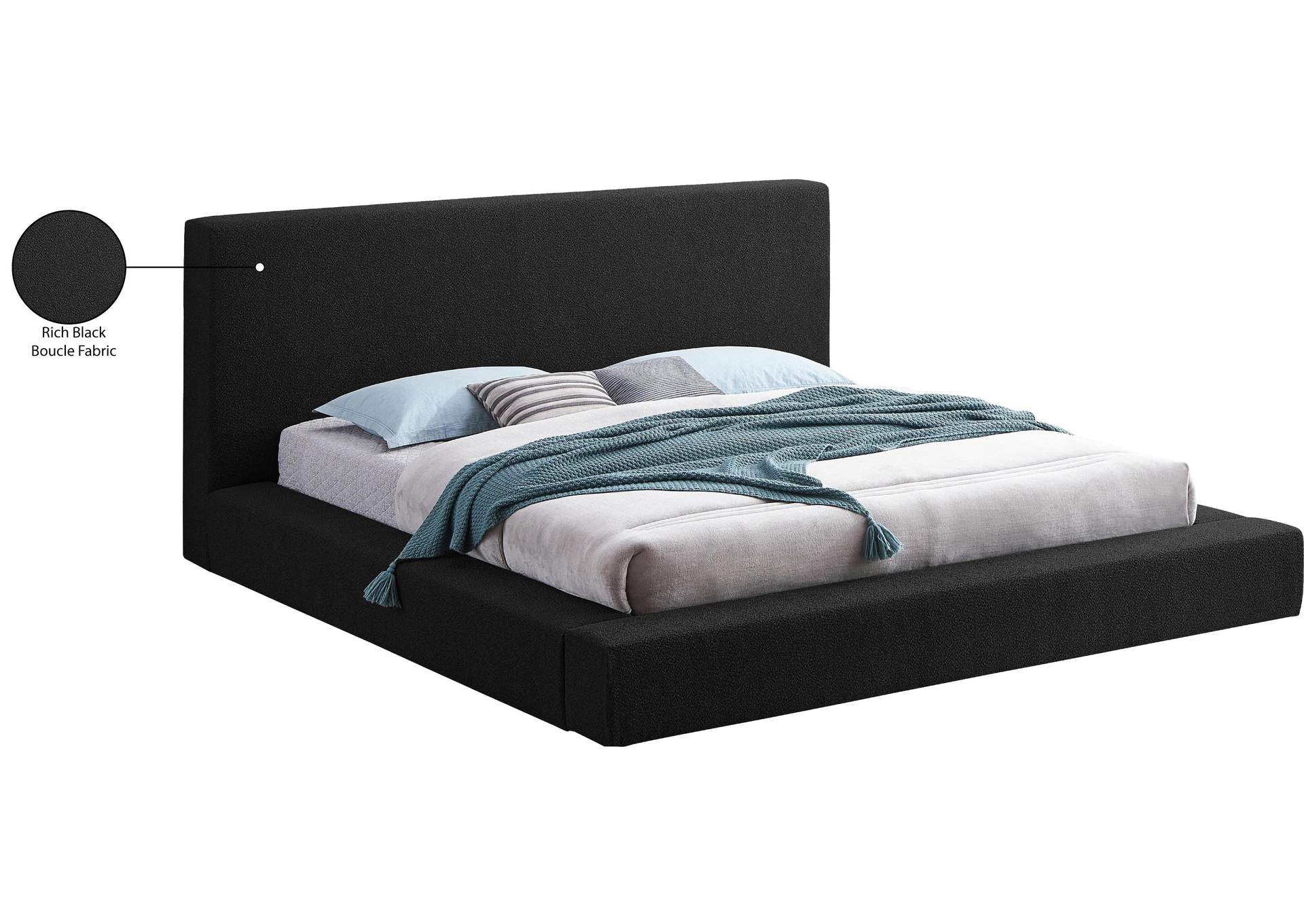 Terra Black Boucle Fabric Full Bed image 10