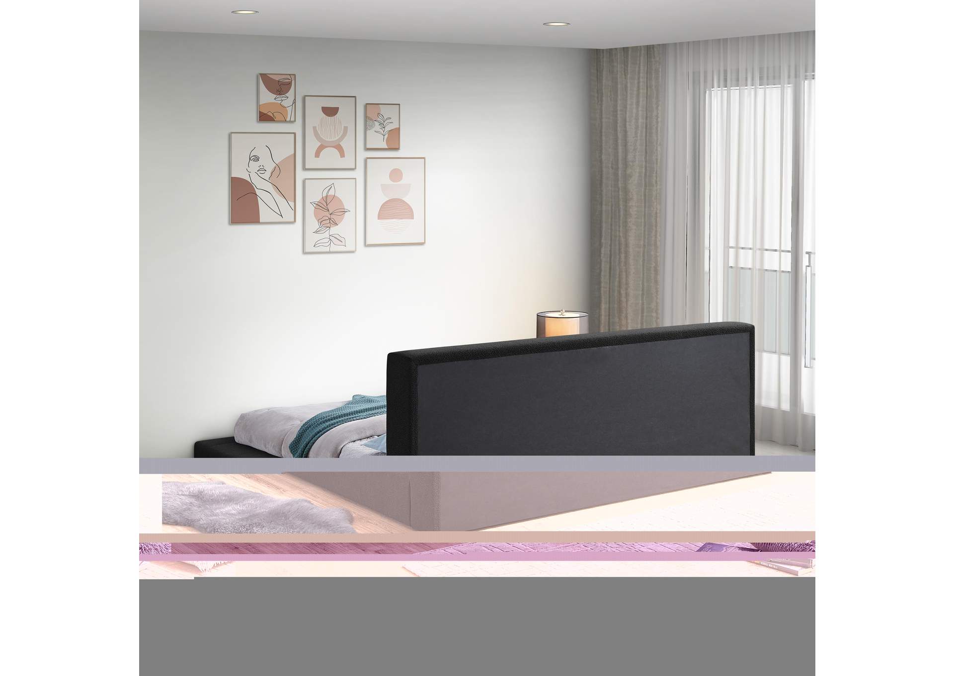 Terra Black Boucle Fabric Full Bed image 7