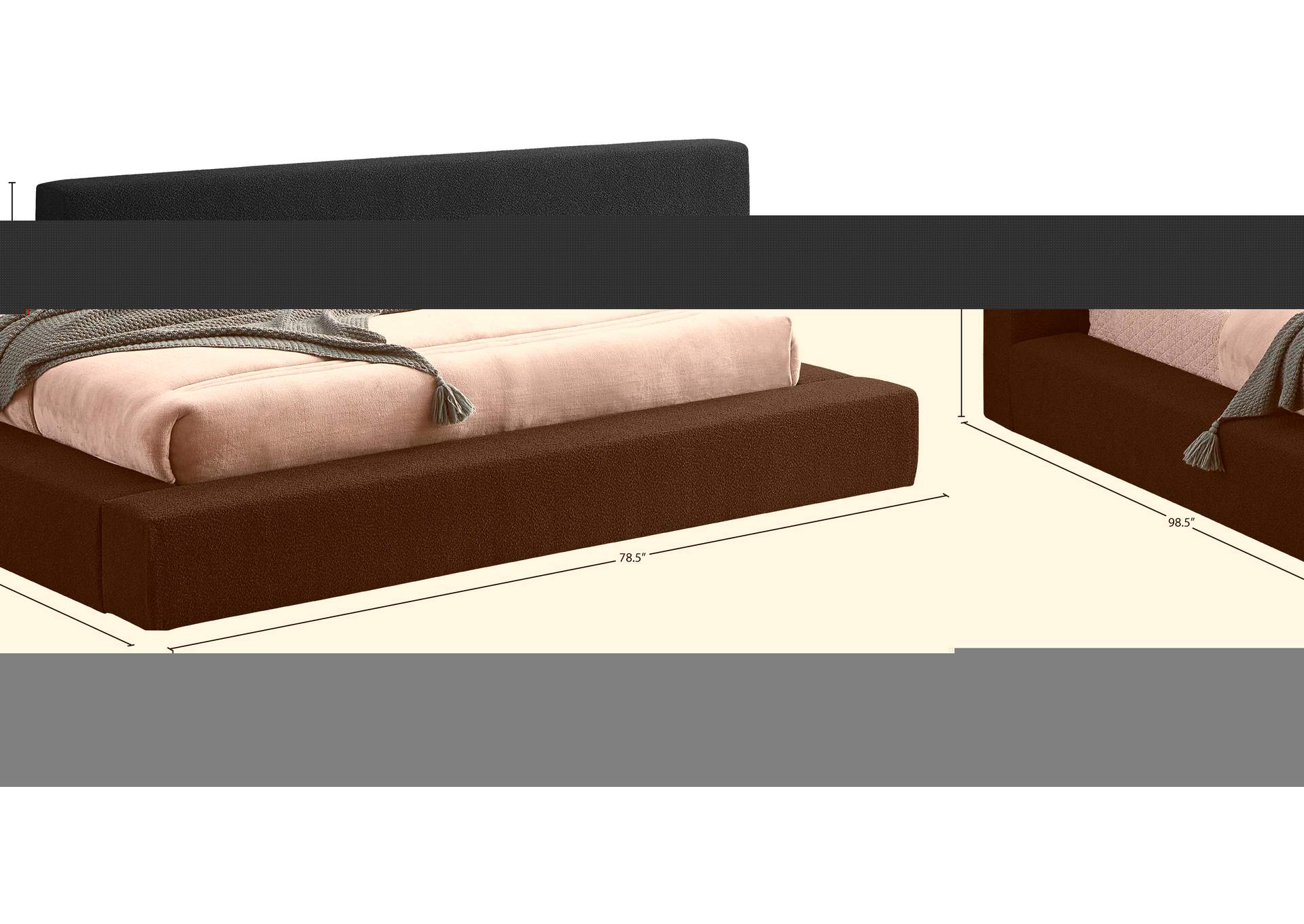 Terra Black Boucle Fabric Queen Bed image 9